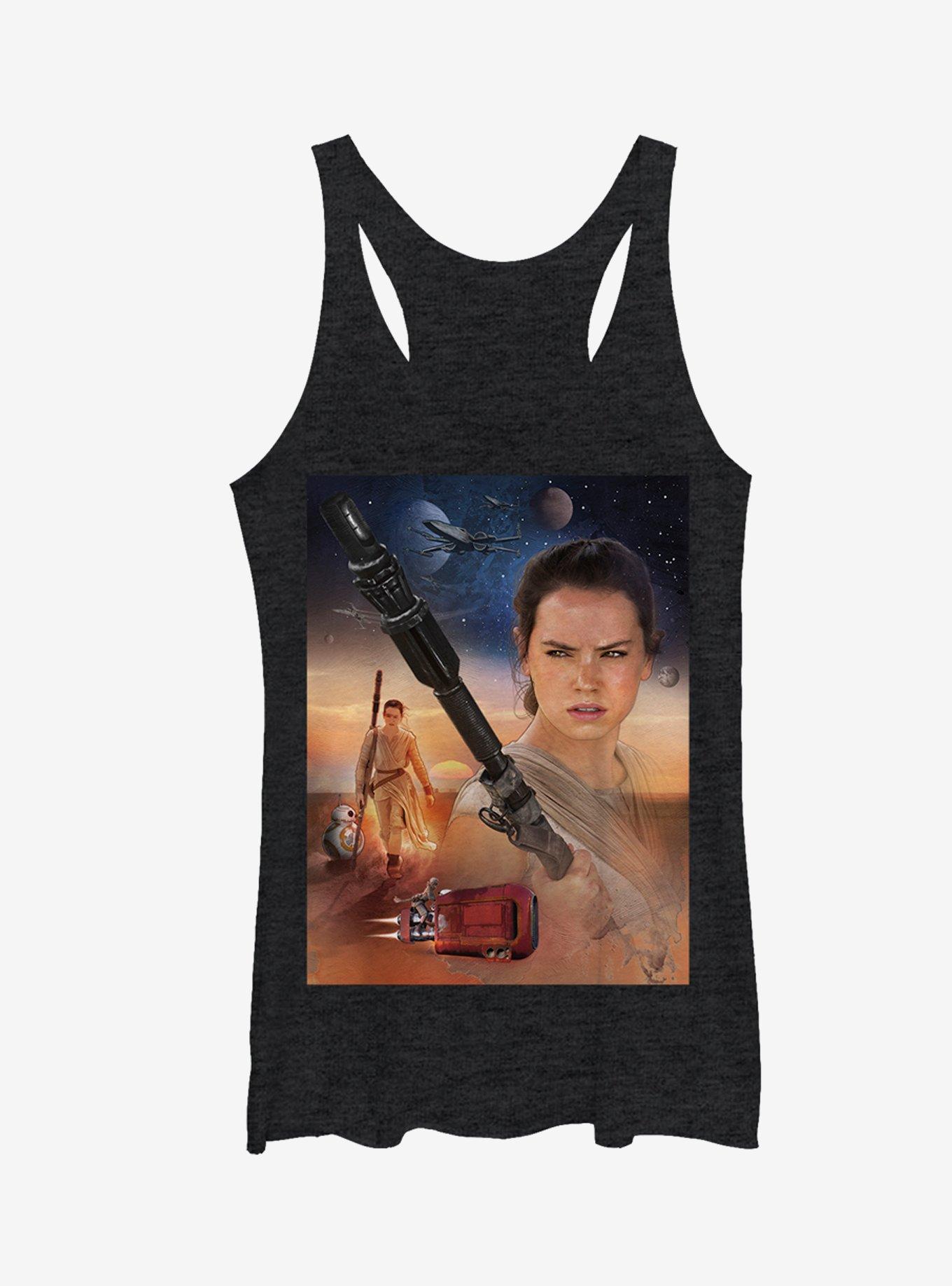 Star Wars Rey Collage Girls Tanks, BLK HTR, hi-res