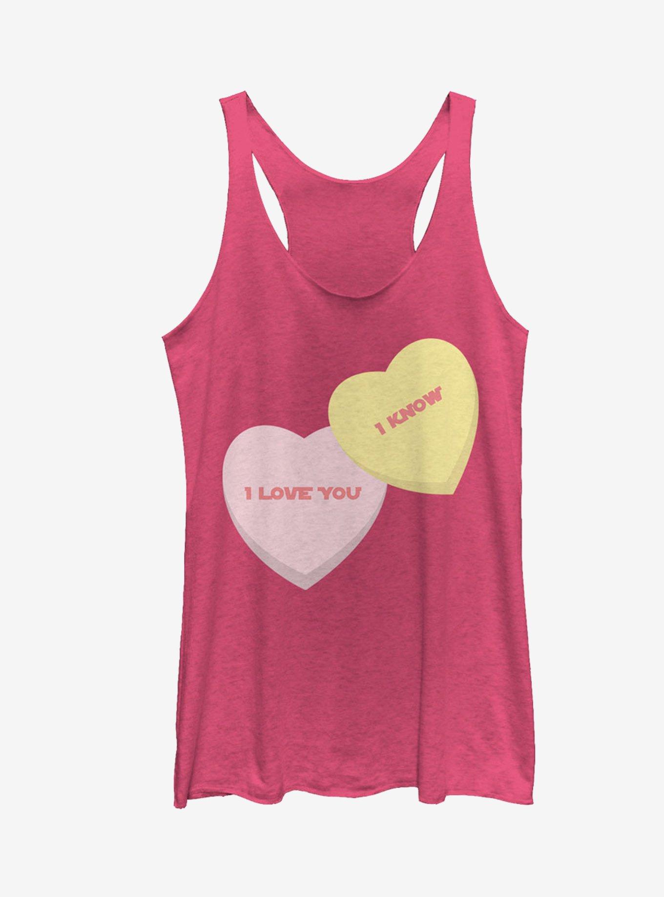 Star Wars Valentine's Day I Love You I Know Hearts Girls Tanks, PINK HTR, hi-res