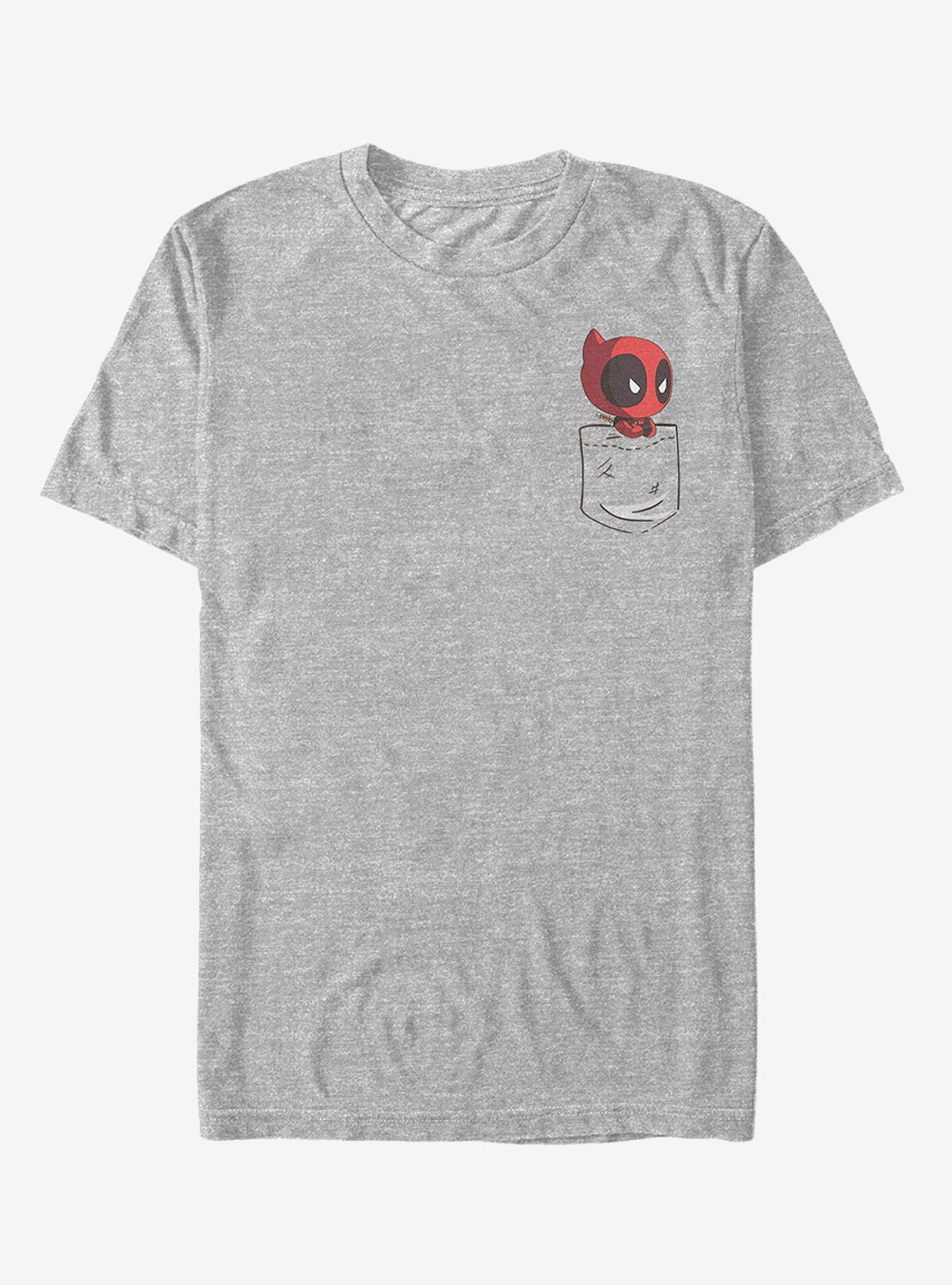 Marvel Deadpool Cartoon Faux Pocket T-Shirt, ATH HTR, hi-res