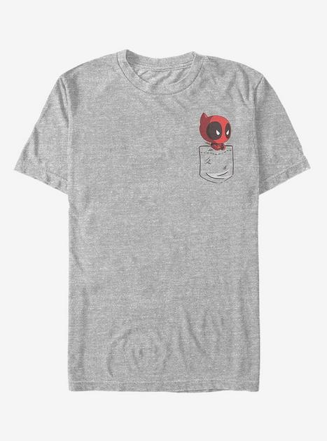 Marvel Deadpool Cartoon Faux Pocket T-Shirt - BLACK | Hot Topic