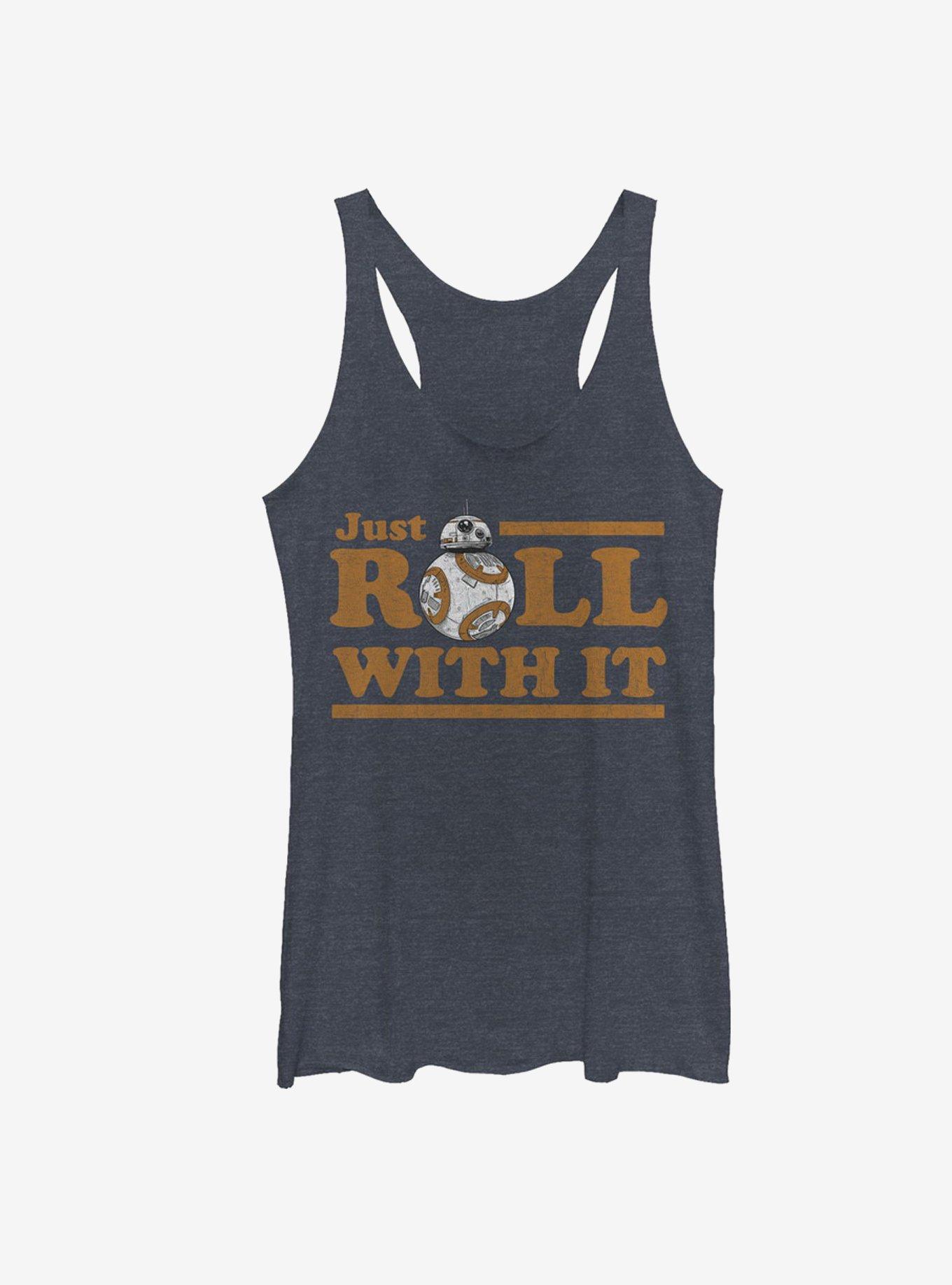 Star Wars BB-8 Just Roll Girls Tanks, NAVY HTR, hi-res