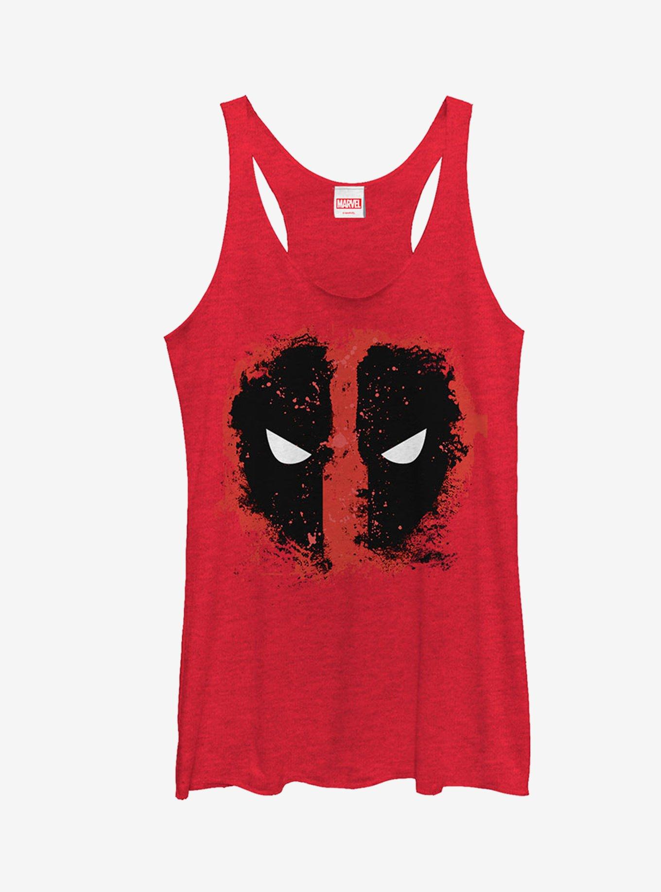 Marvel Deadpool Mask Splatter Girls Tank, RED HTR, hi-res