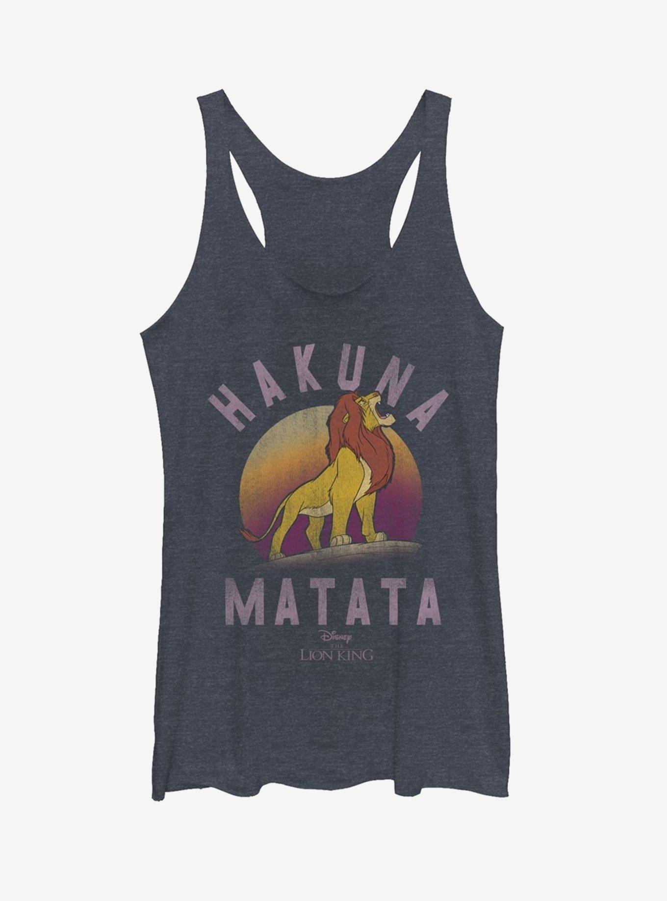 Lion King Simba Hakuna Matata Girls Tanks, NAVY HTR, hi-res