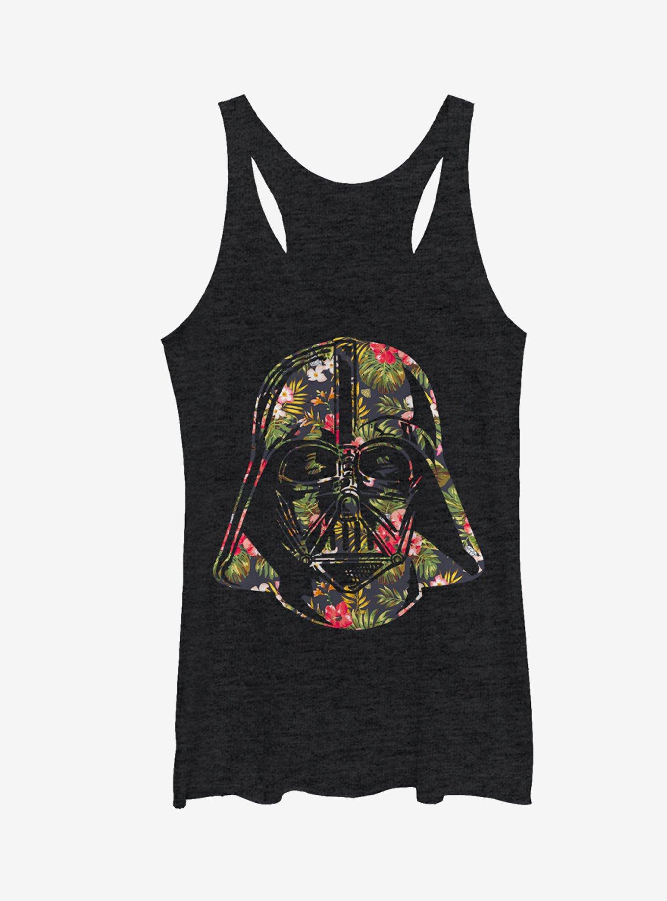 Star Wars Tropical Print Darth Vader Helmet Girls Tanks, BLK HTR, hi-res