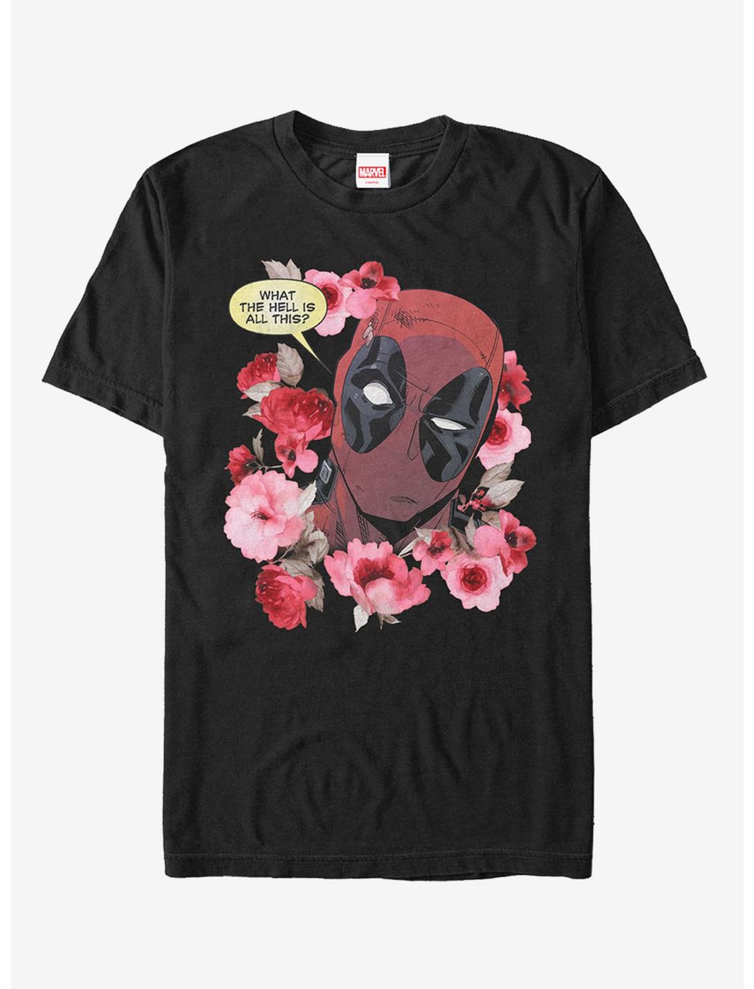Marvel Deadpool Flowers T-Shirt, BLACK, hi-res