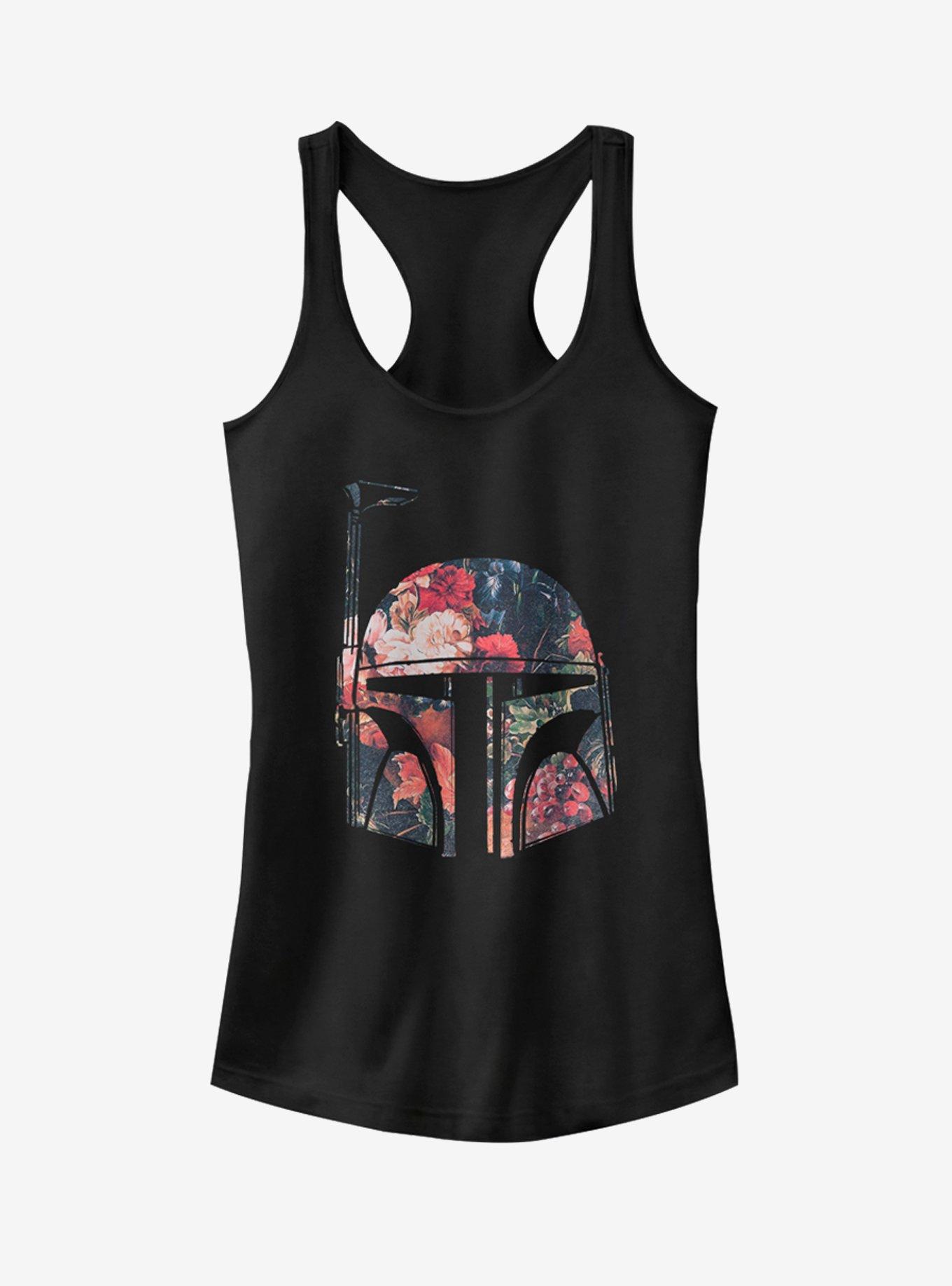 Star Wars Boba Fett Floral Print Girls Tank Top, BLACK, hi-res
