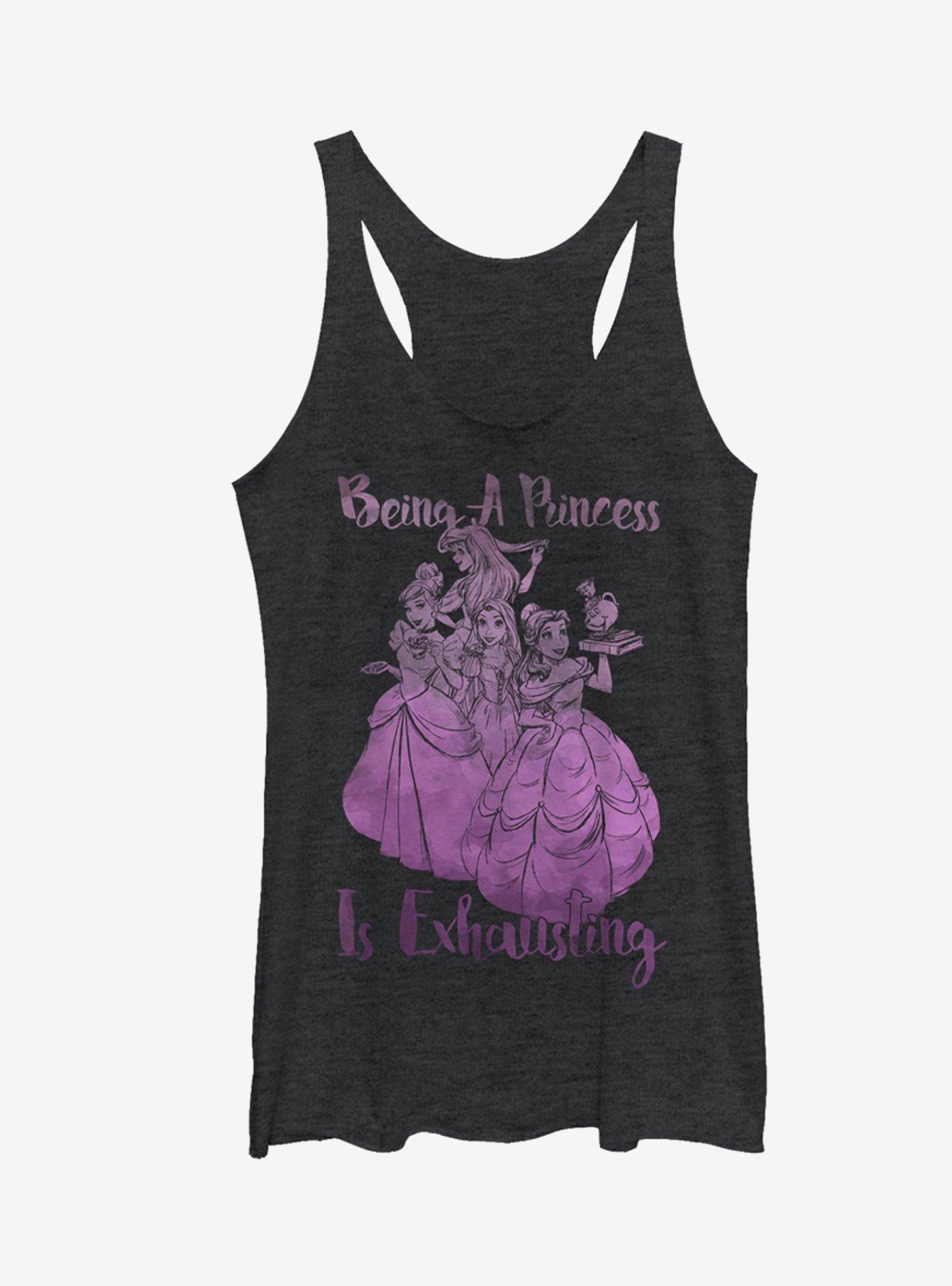 Disney Princess Being a Princess is Exhausting Girls Tanks, BLK HTR, hi-res