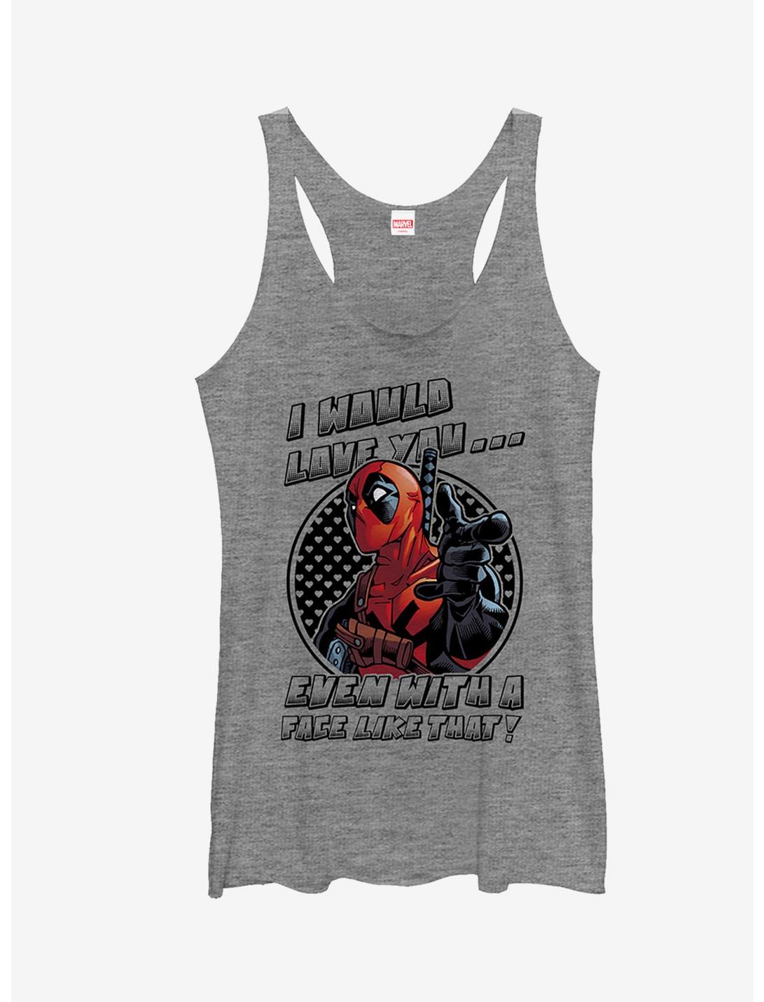 Marvel Deadpool With a Face Like That Girls Tank, GRAY HTR, hi-res
