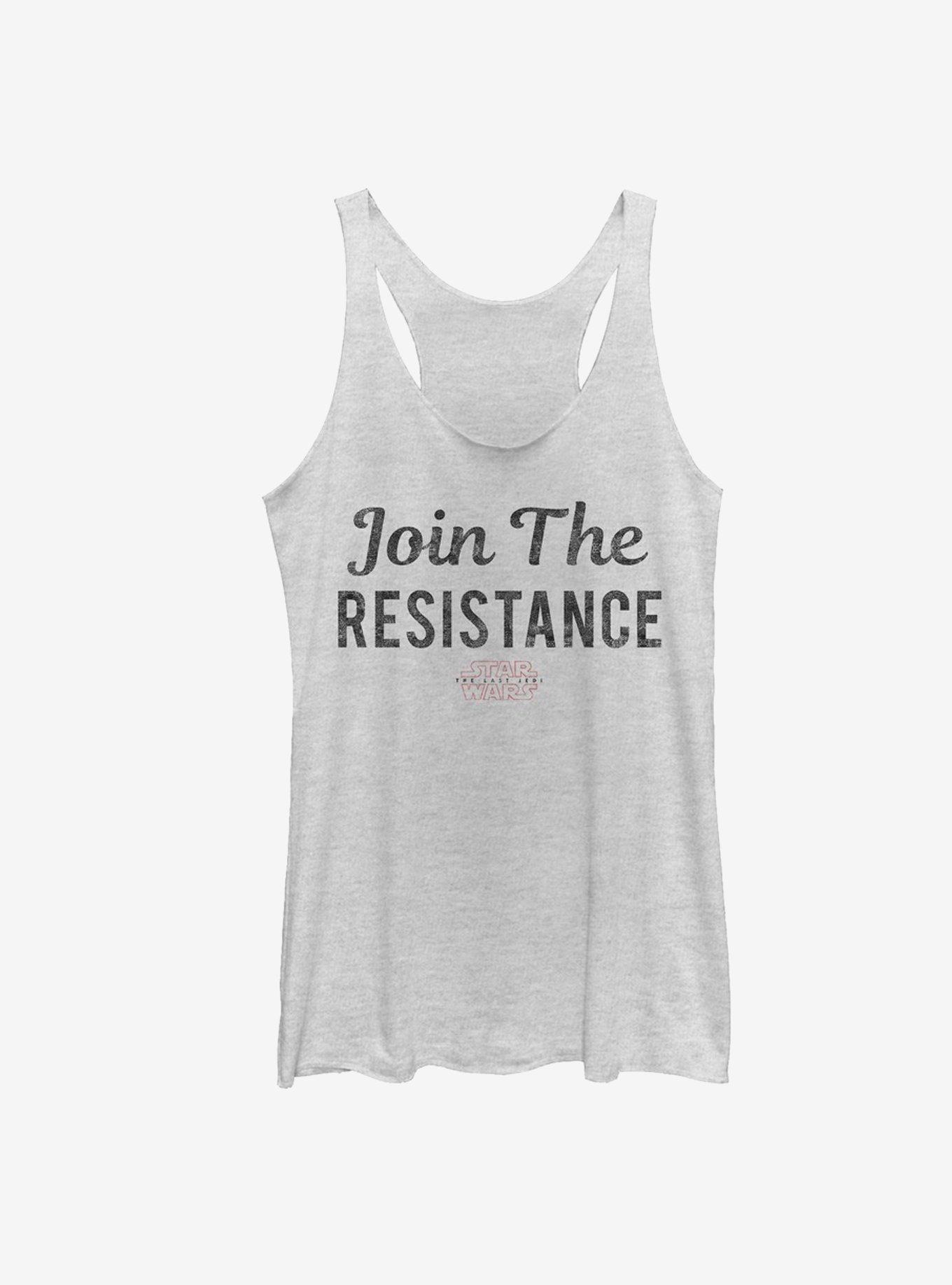 Star Wars Join Resistance Text Girls Tanks, WHITE HTR, hi-res