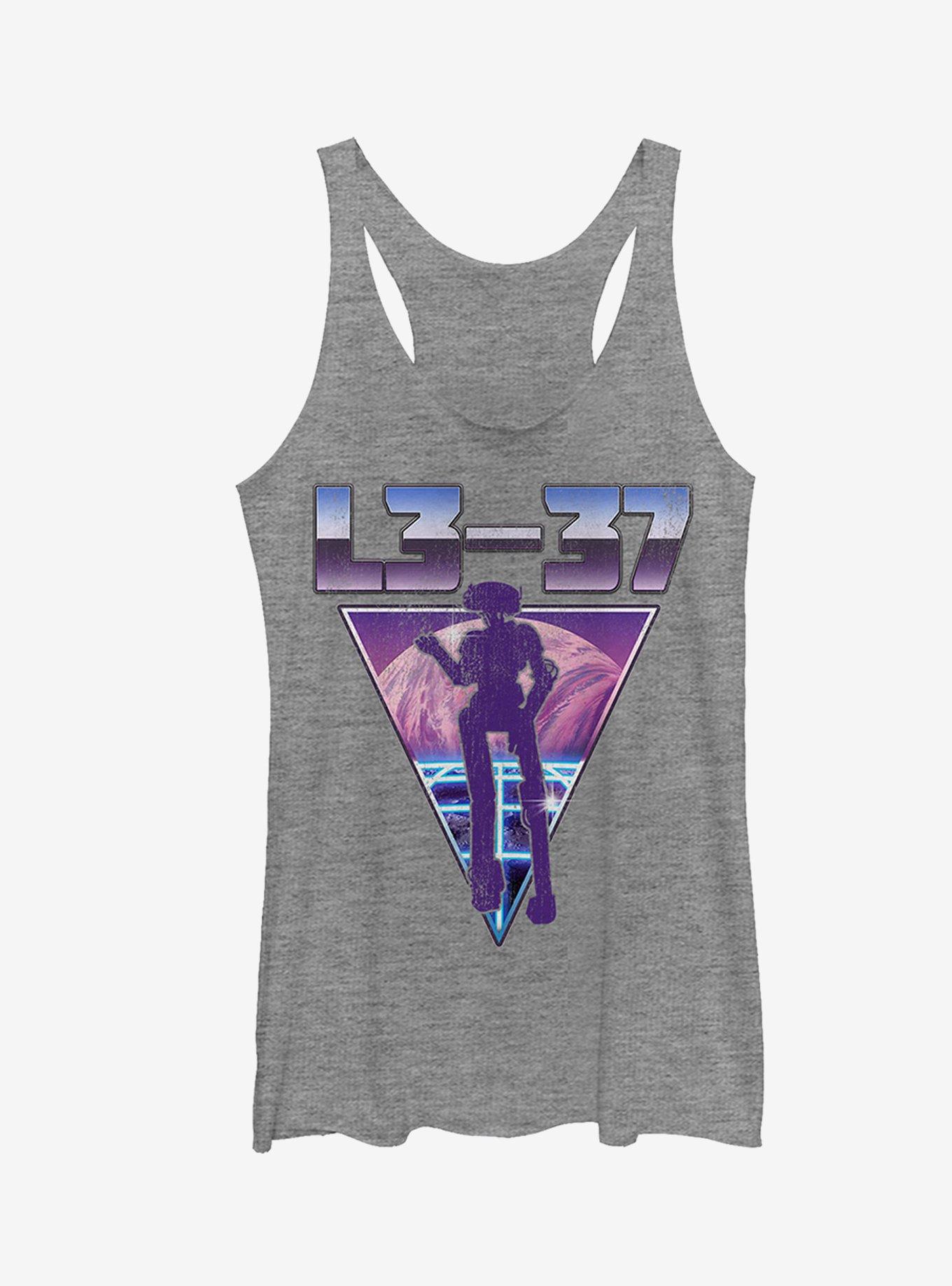 Star Wars L3-37 Neon Triangle Girls Tanks, GRAY HTR, hi-res