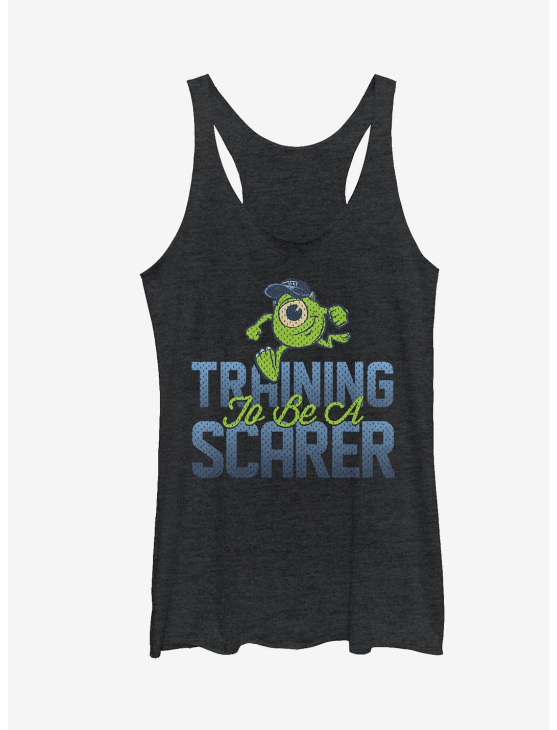 Monsters Inc. Training to be a Scarer Girls Tanks, BLK HTR, hi-res