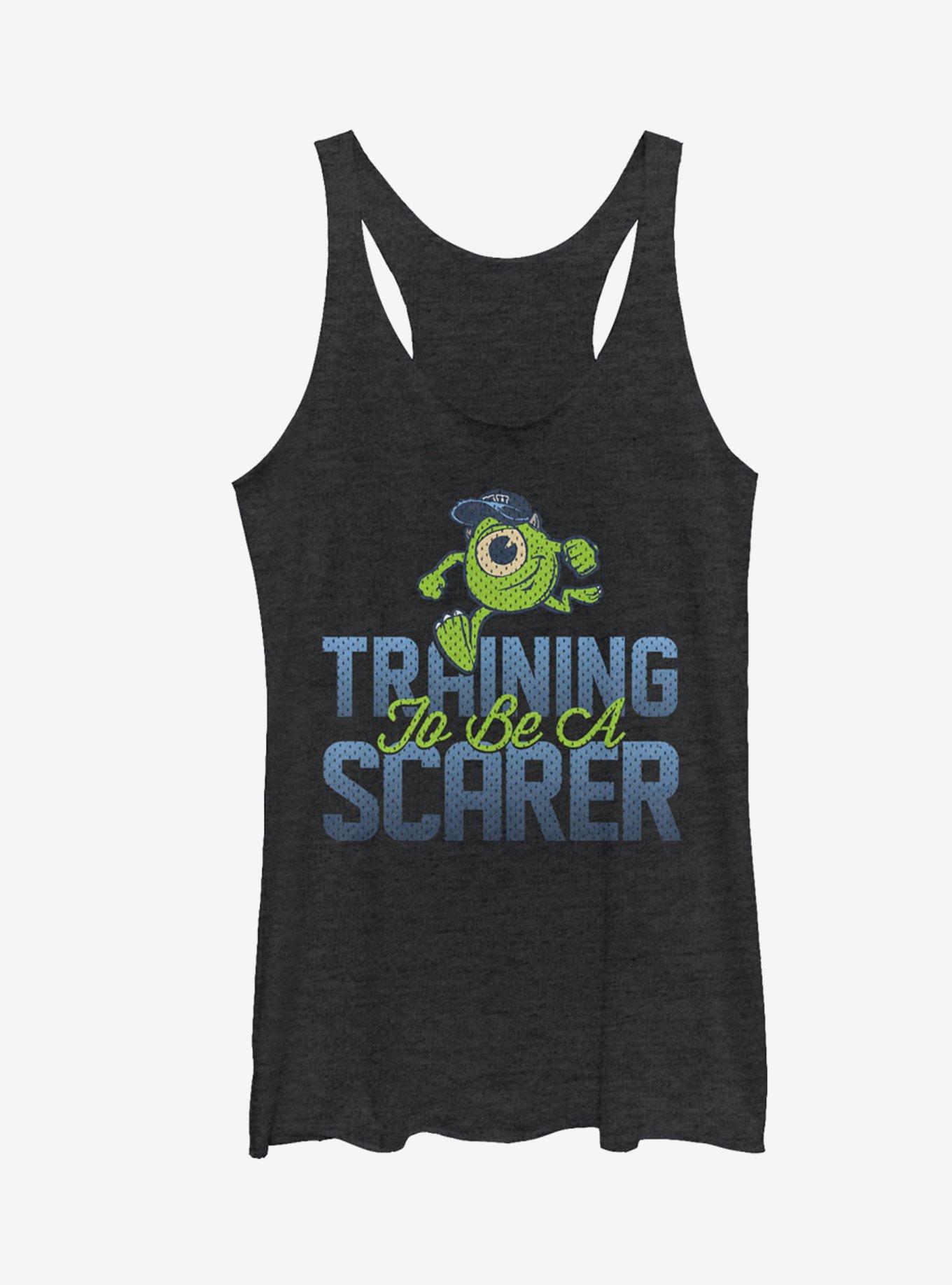 Monsters Inc. Training to be a Scarer Girls Tanks, BLK HTR, hi-res