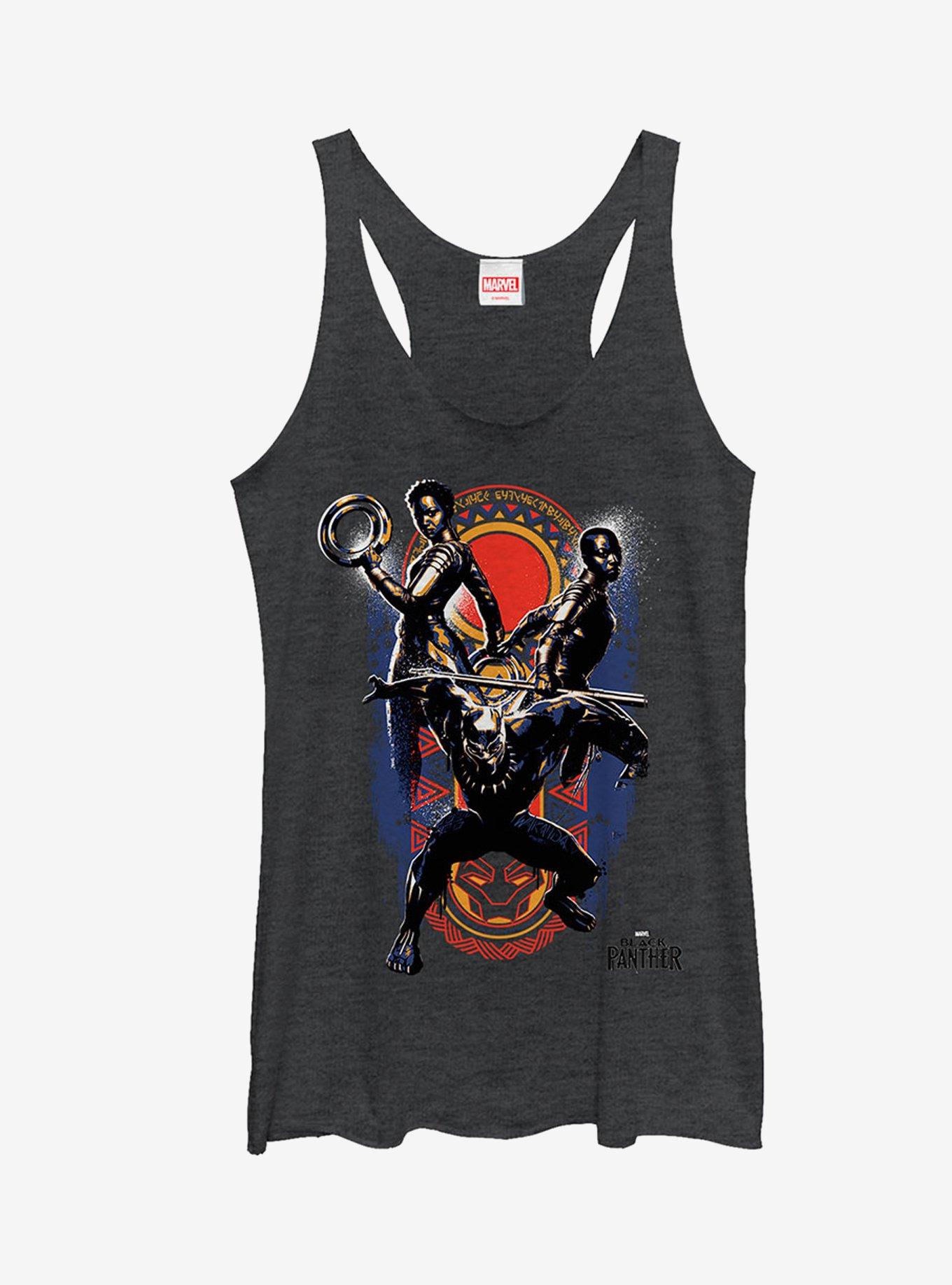 Marvel Black Panther 2018 Allies Girls Tanks, BLK HTR, hi-res