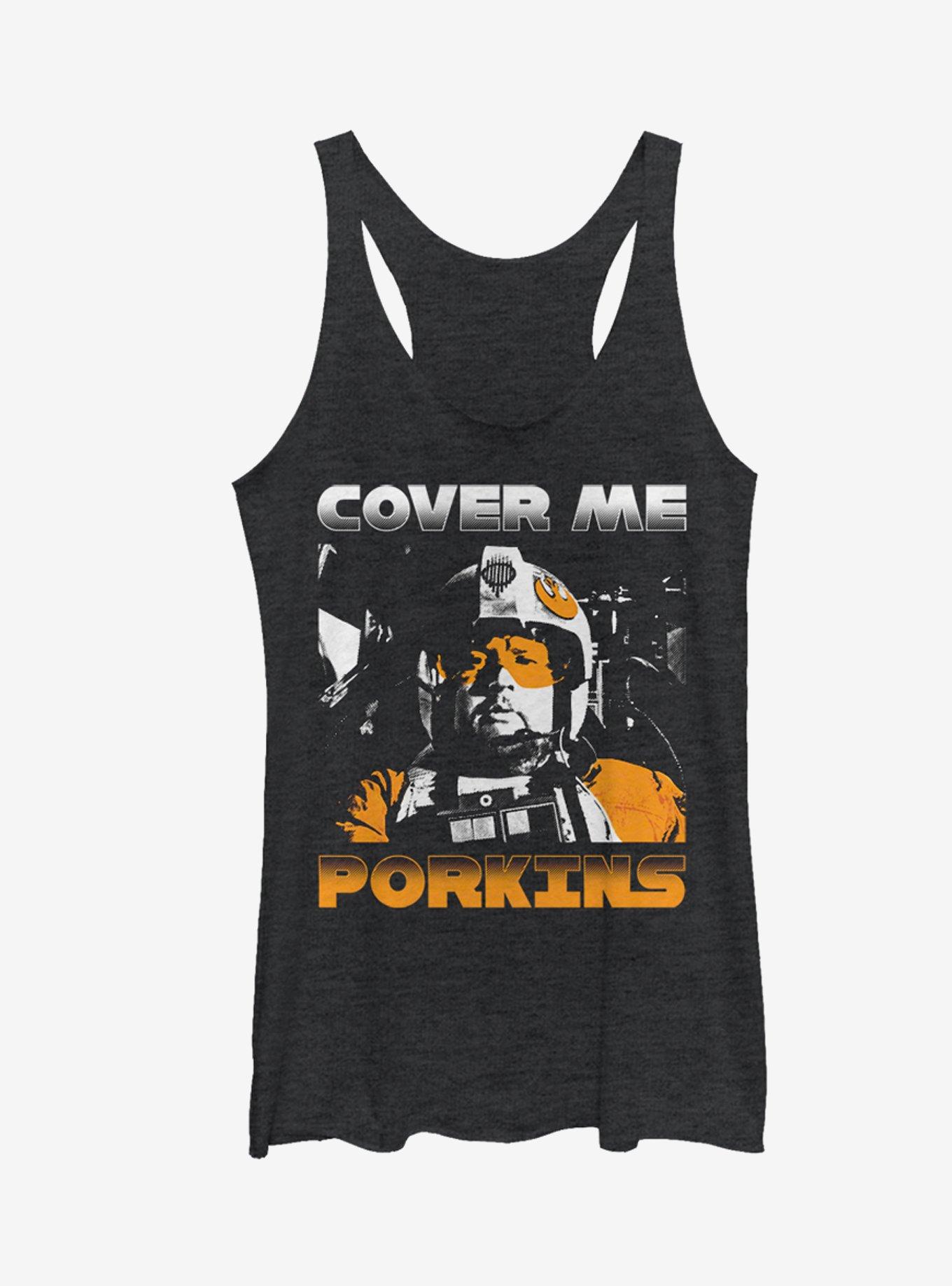 Star Wars Cover Me Porkins Girls Tanks, BLK HTR, hi-res