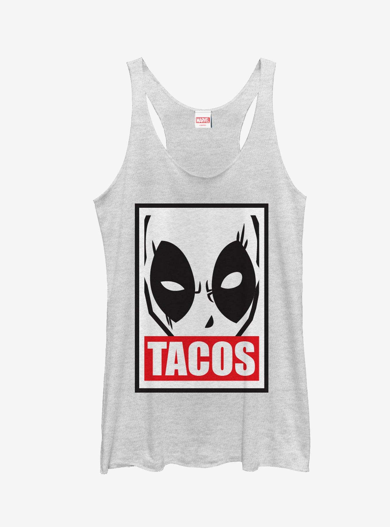 Marvel Deadpool Tacos Girls Tank, WHITE HTR, hi-res