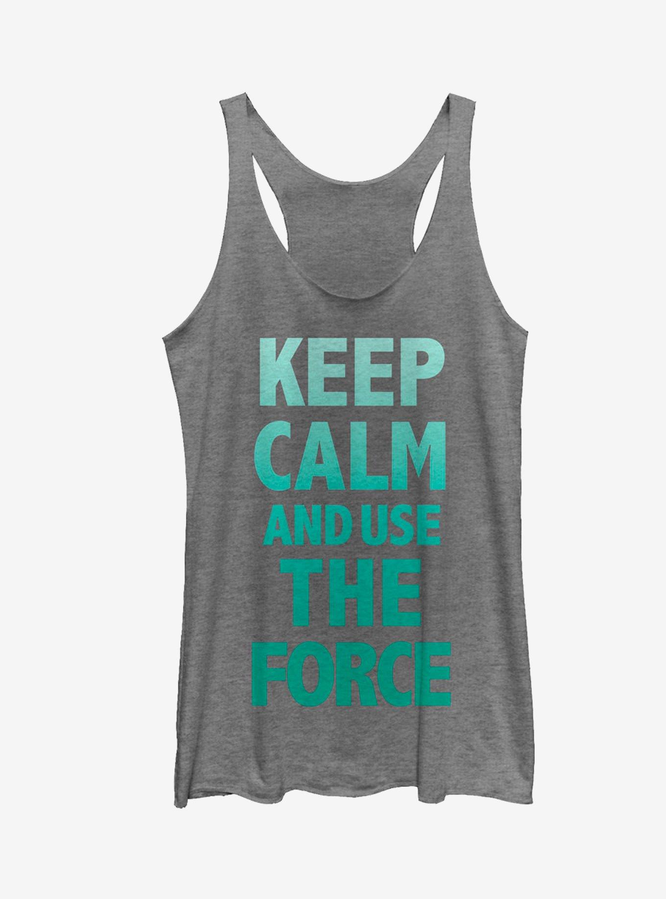 Star Wars Keep Calm and Use the Force Girls Tanks, GRAY HTR, hi-res
