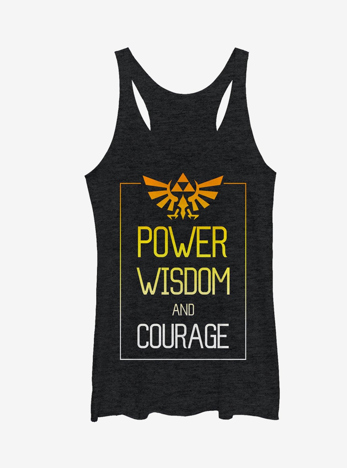 Nintendo Legend of Zelda Power Wisdom Courage Girls Tanks, BLK HTR, hi-res