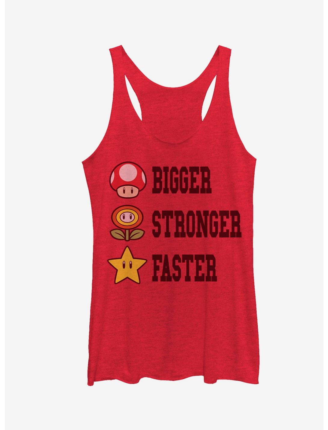 Super Mario Bigger Stronger Faster Girls Tank, RED HTR, hi-res