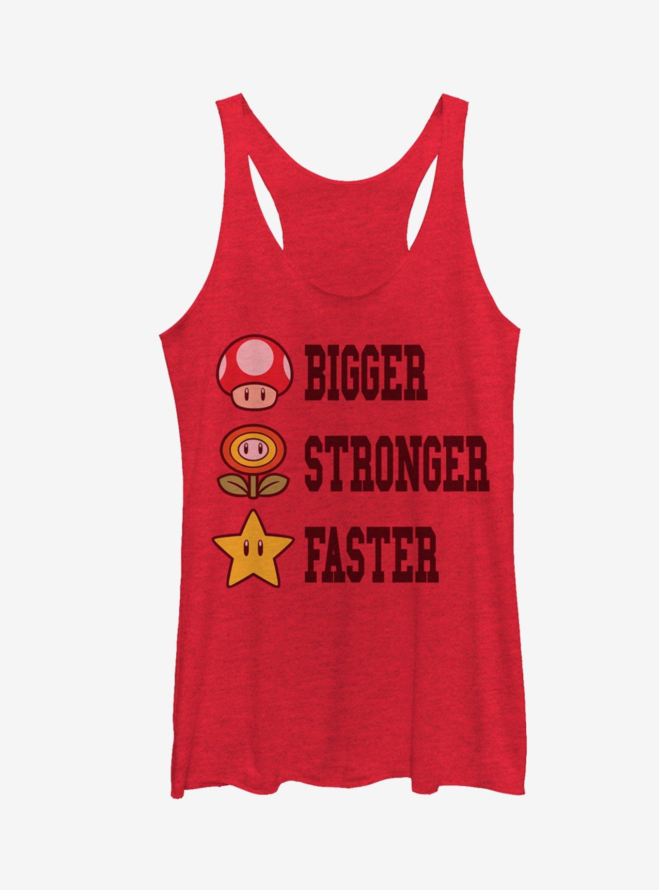 Super Mario Bigger Stronger Faster Girls Tank, RED HTR, hi-res