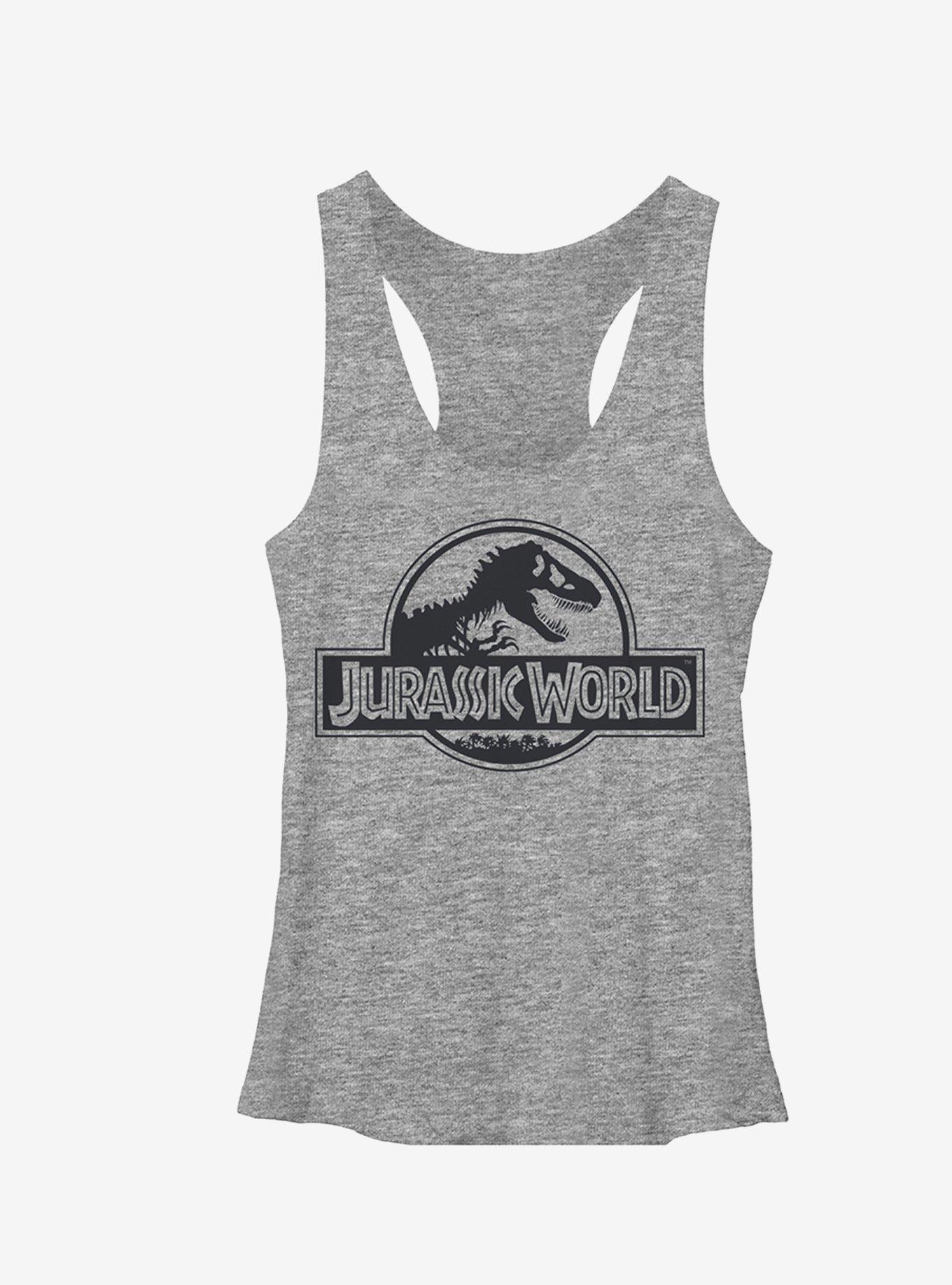 Jurassic World Grey Logo Girls Tank Top, GRAY HTR, hi-res