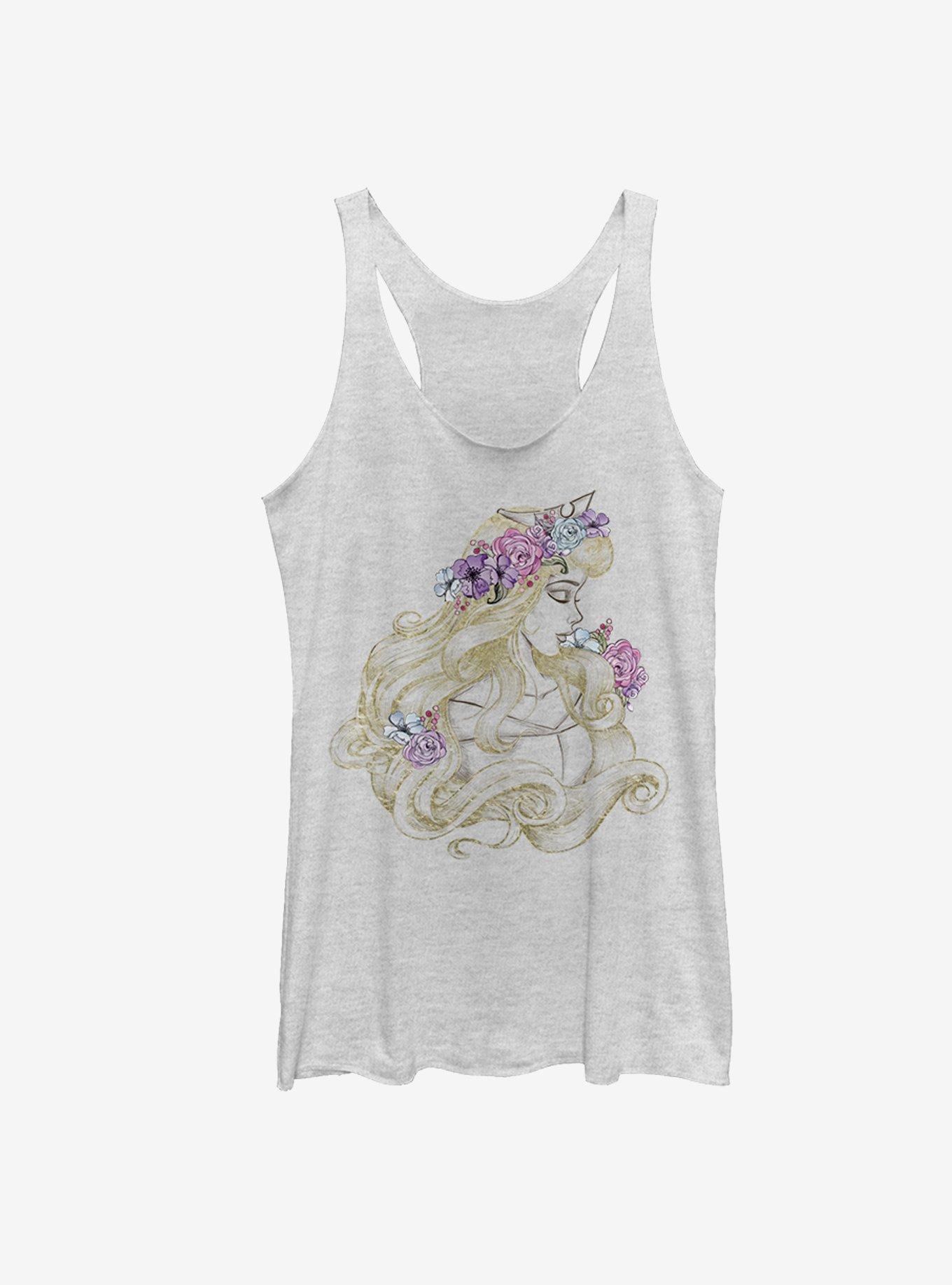 Disney Princess Aurora Profile Girls Tanks, WHITE HTR, hi-res