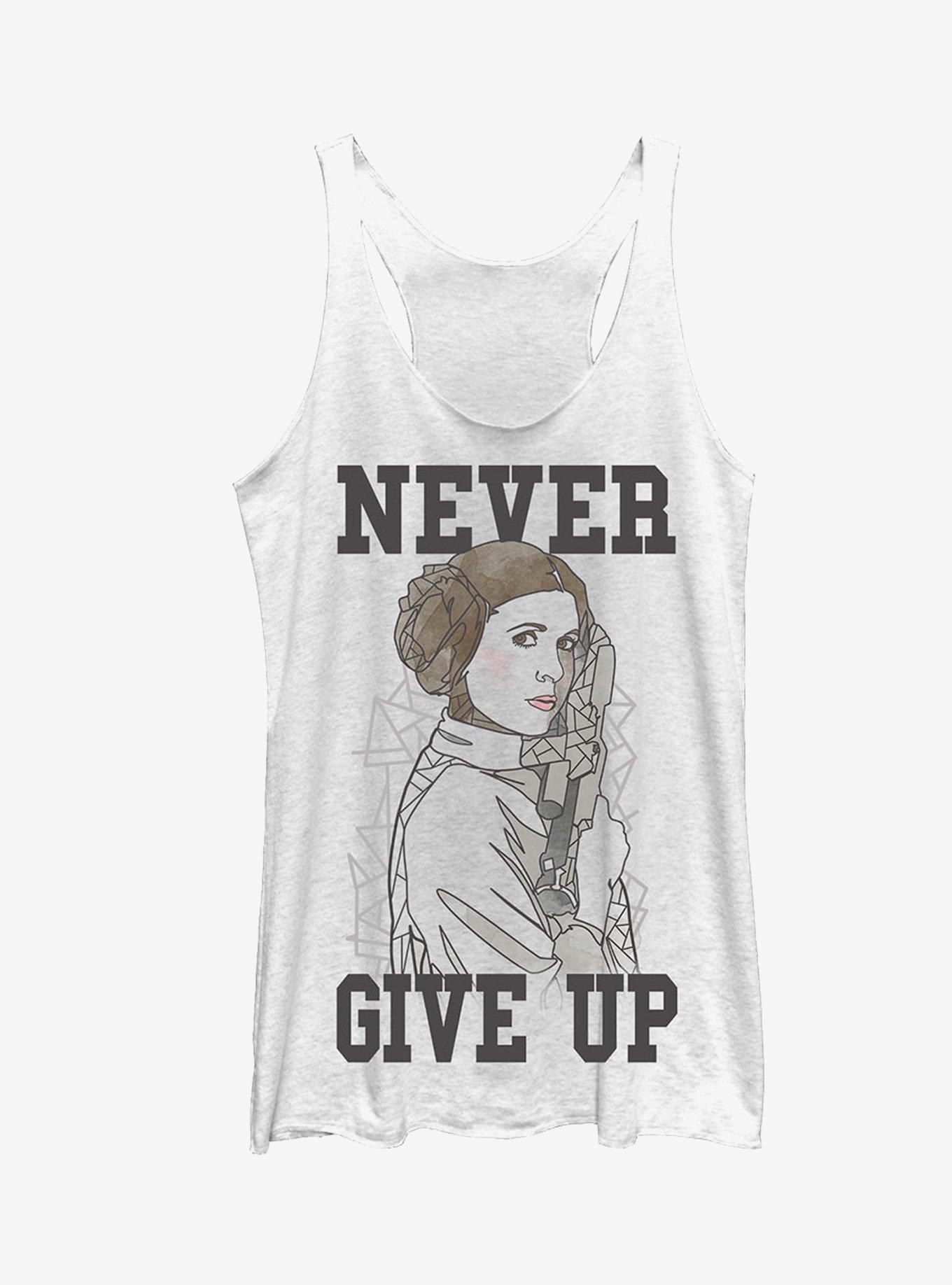 Star Wars Princess Leia Never Give Up Girls Tanks, WHITE HTR, hi-res