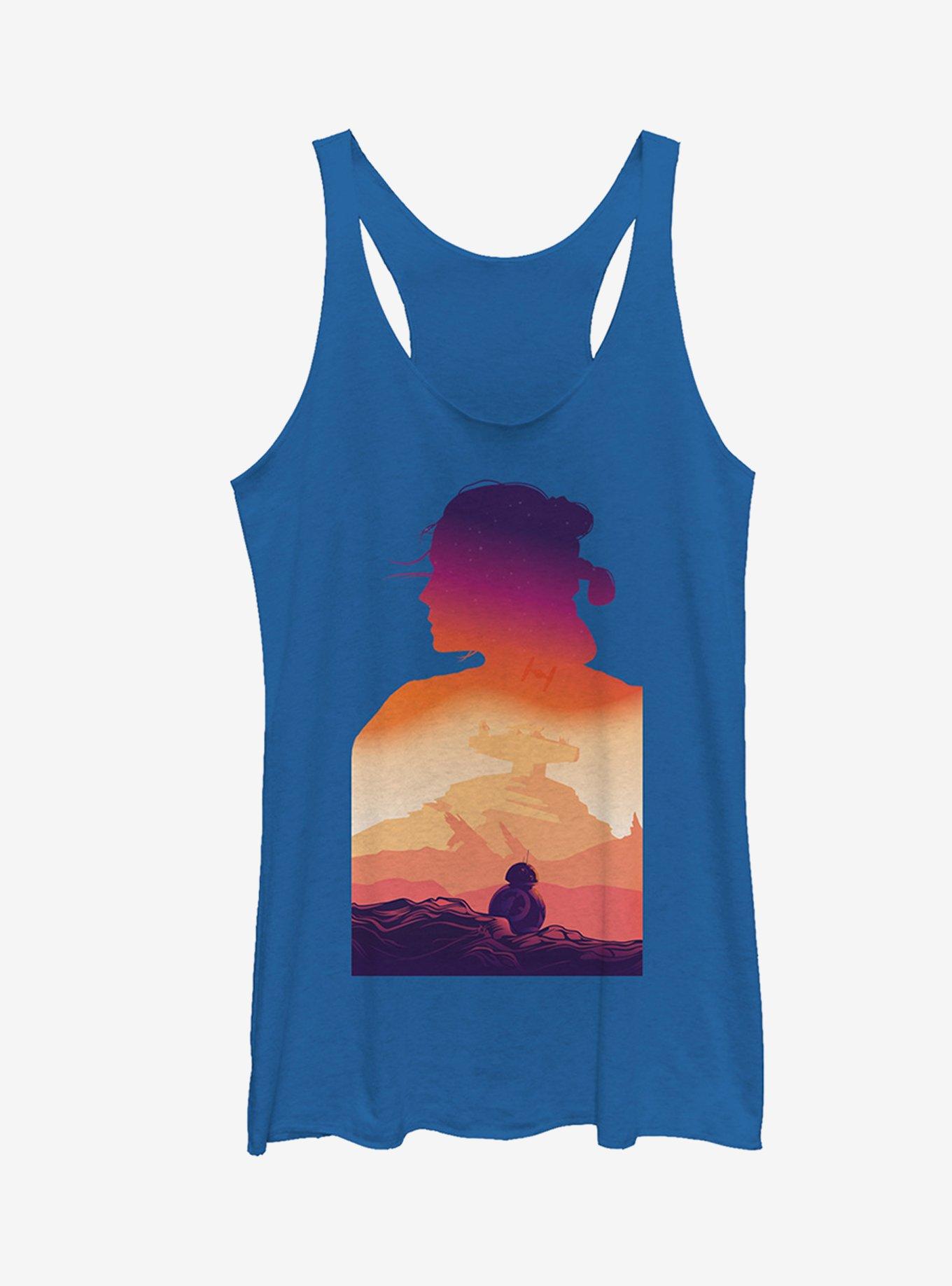 Star Wars Rey Sunset Silhouette Girls Tanks, , hi-res