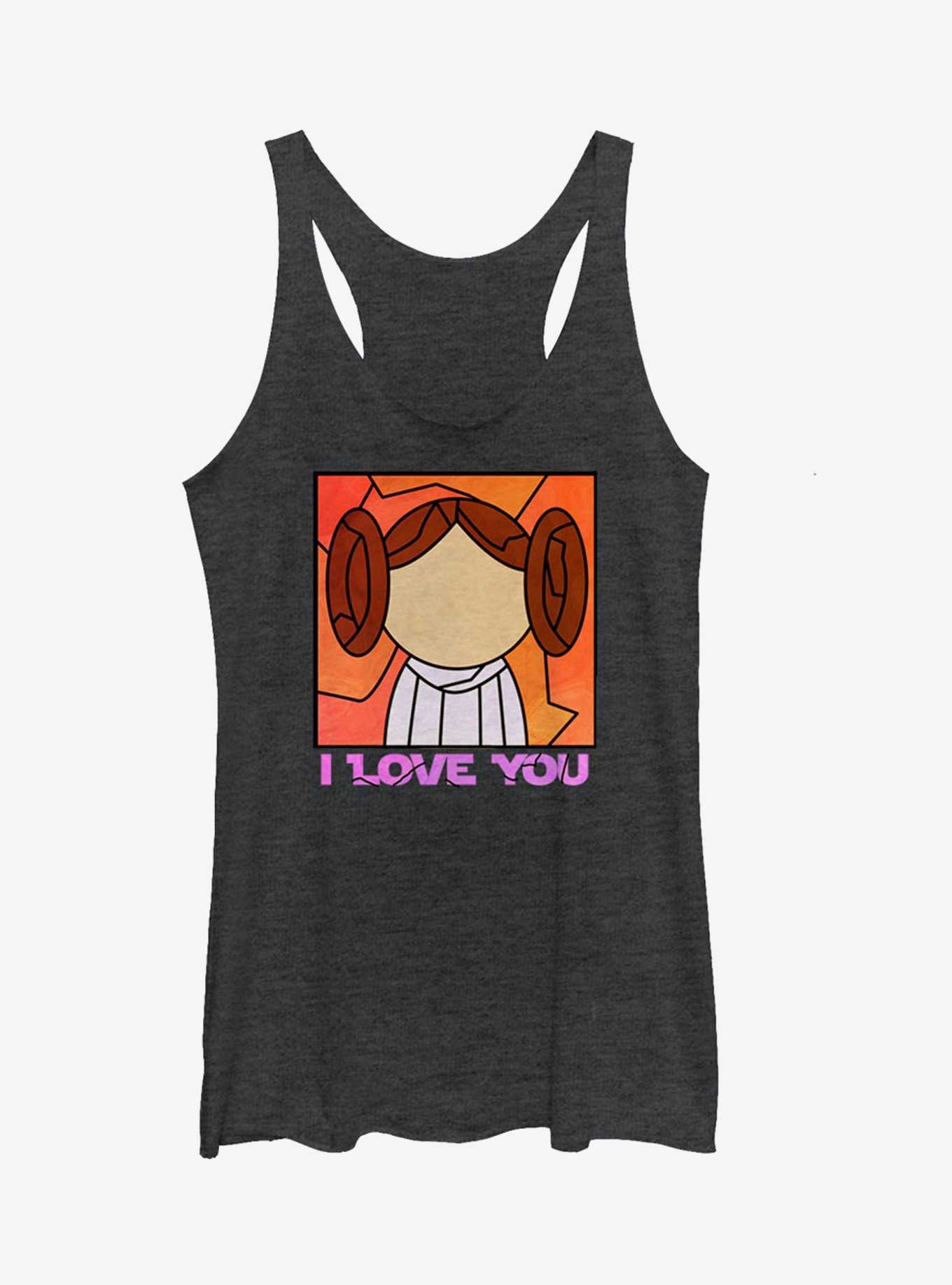 Star Wars Stained Glass Leia I Love You Girls Tanks, , hi-res