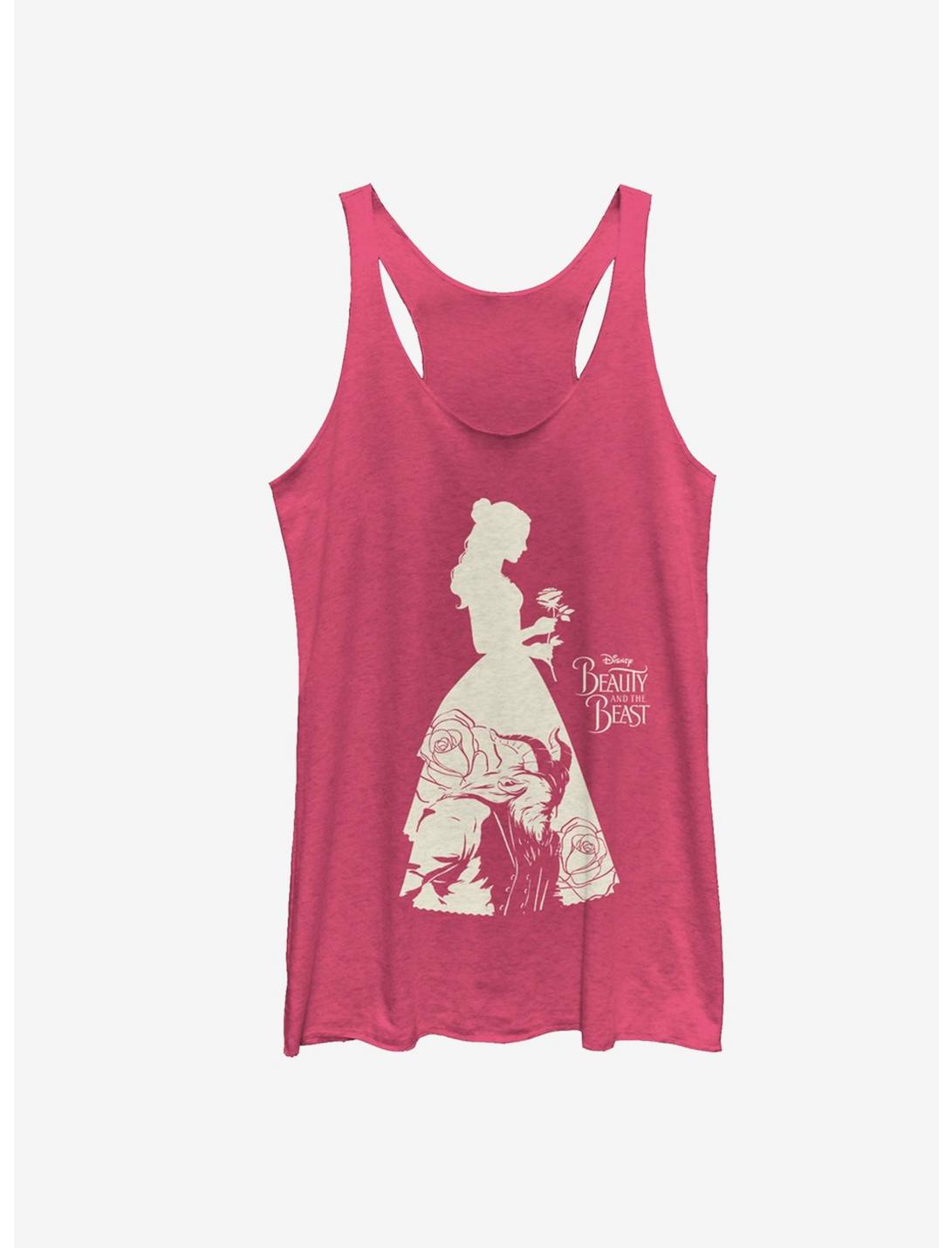 Disney Beauty And The Beast Dress Silhouette Girls Tank, PINK HTR, hi-res