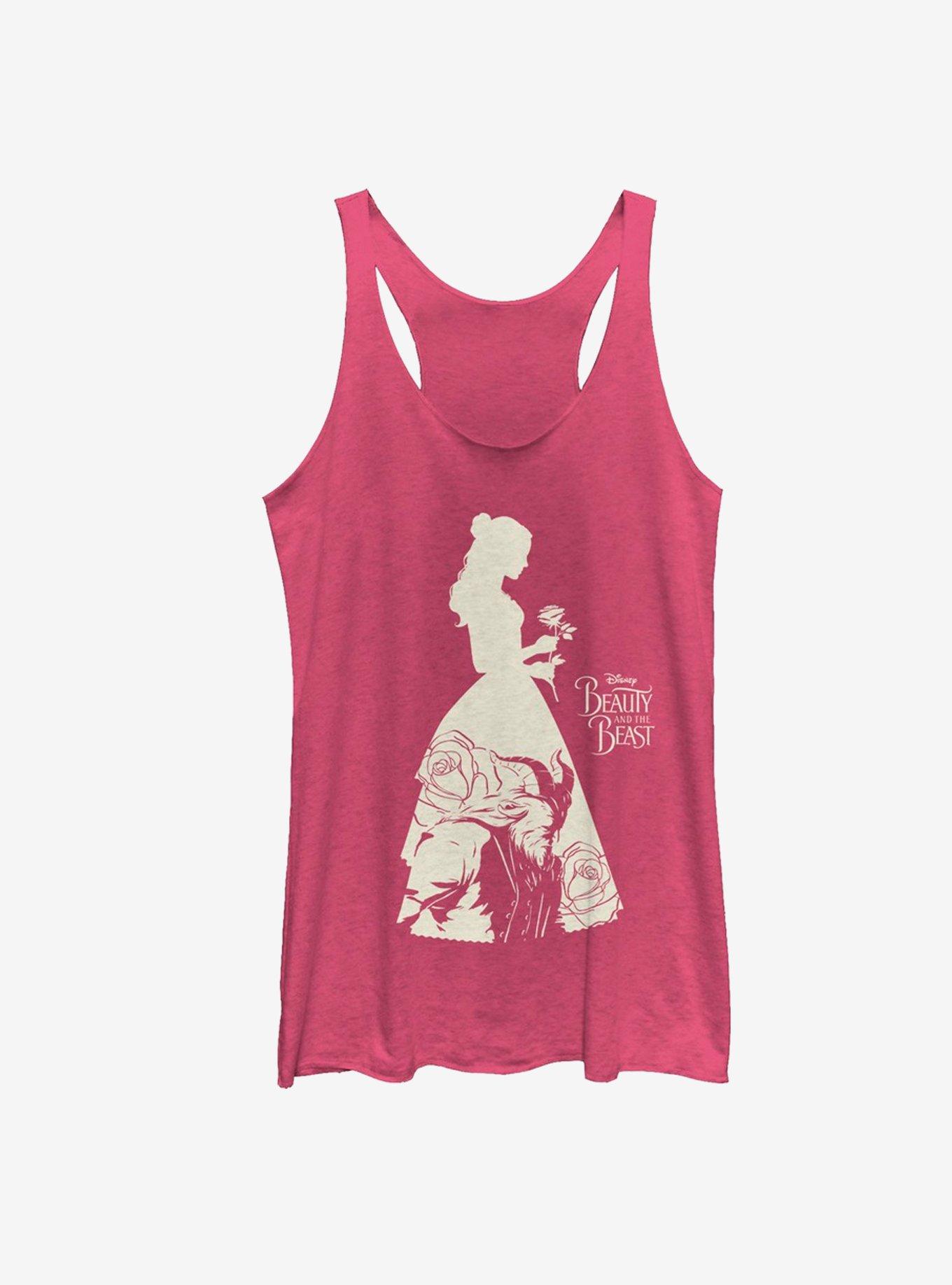 Disney Beauty And The Beast Dress Silhouette Girls Tank, PINK HTR, hi-res