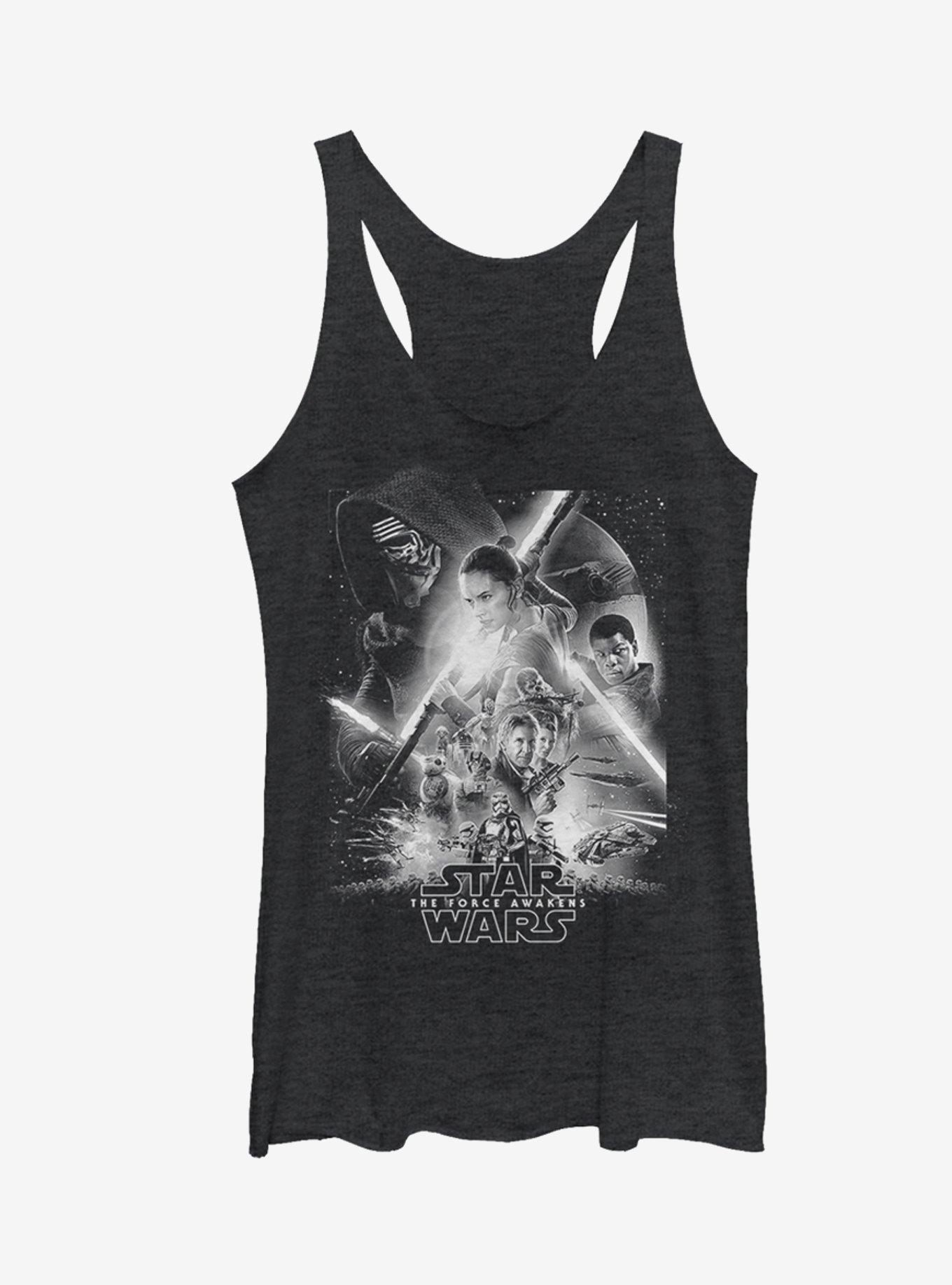 Star Wars Episode VII Poster Girls Tanks, BLK HTR, hi-res