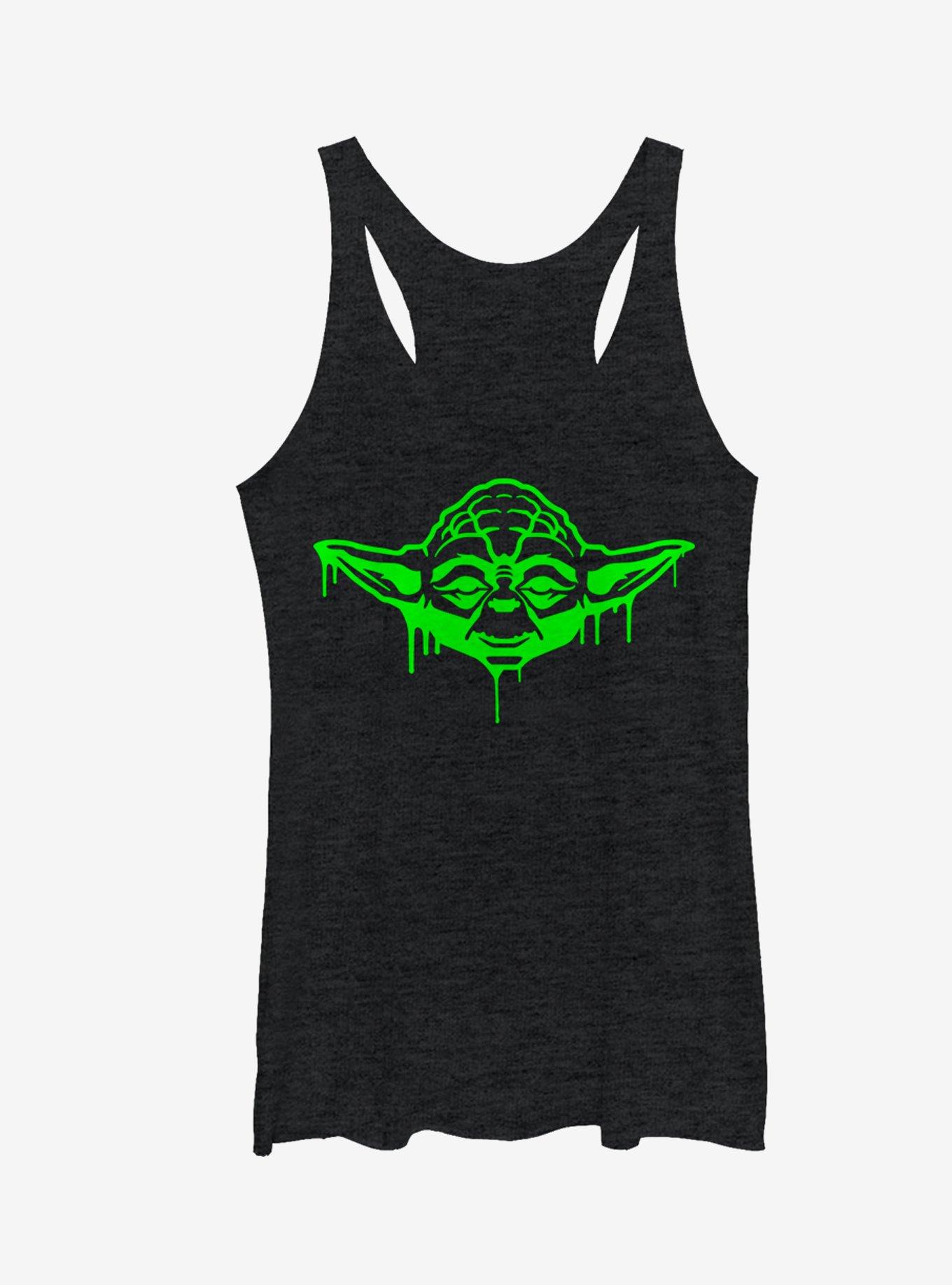 Star Wars Halloween Dripping Jedi Master Yoda Girls Tanks, BLK HTR, hi-res