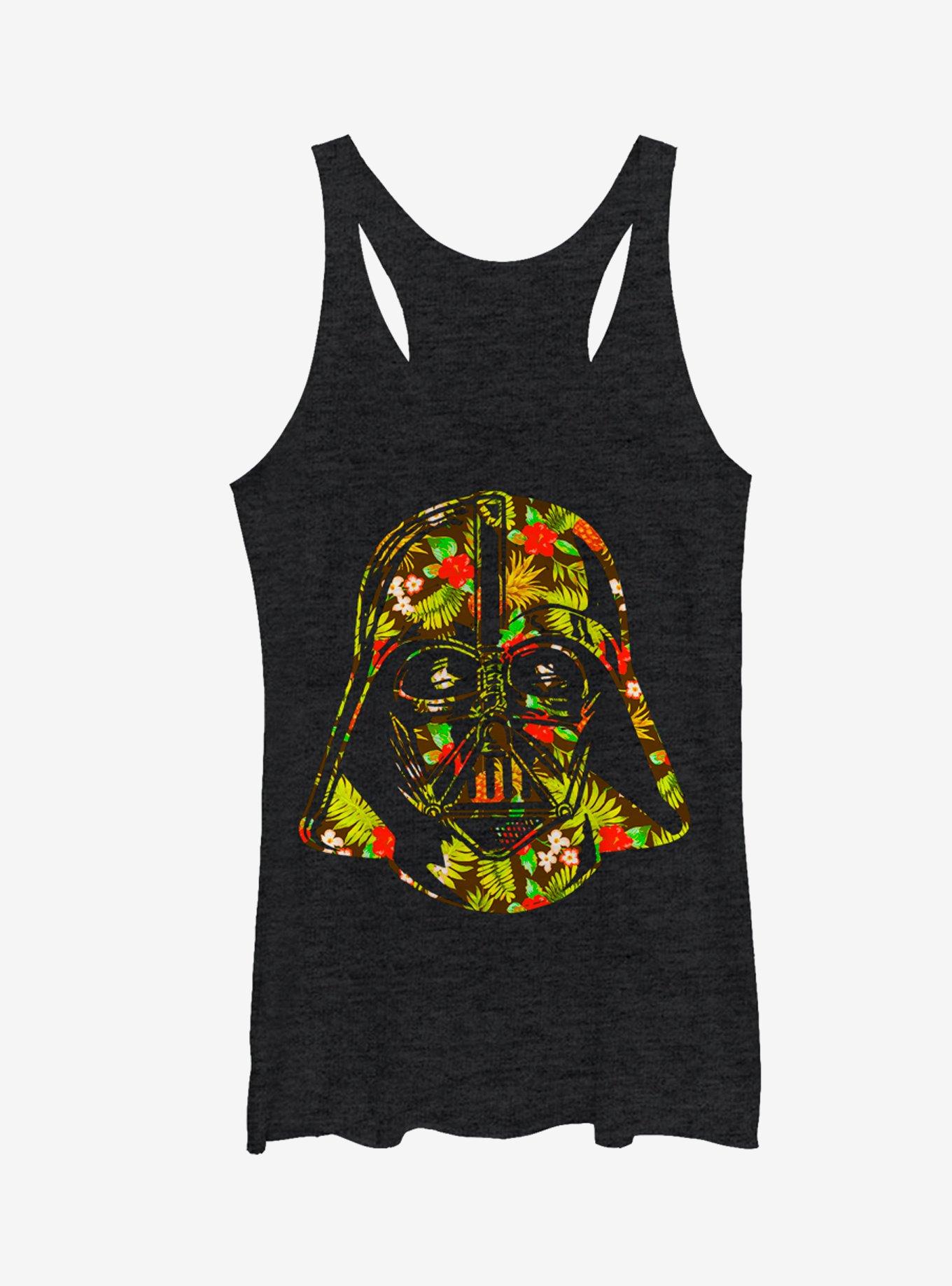 Star Wars Hawaiian Print Darth Vader Helmet Girls Tanks, BLK HTR, hi-res