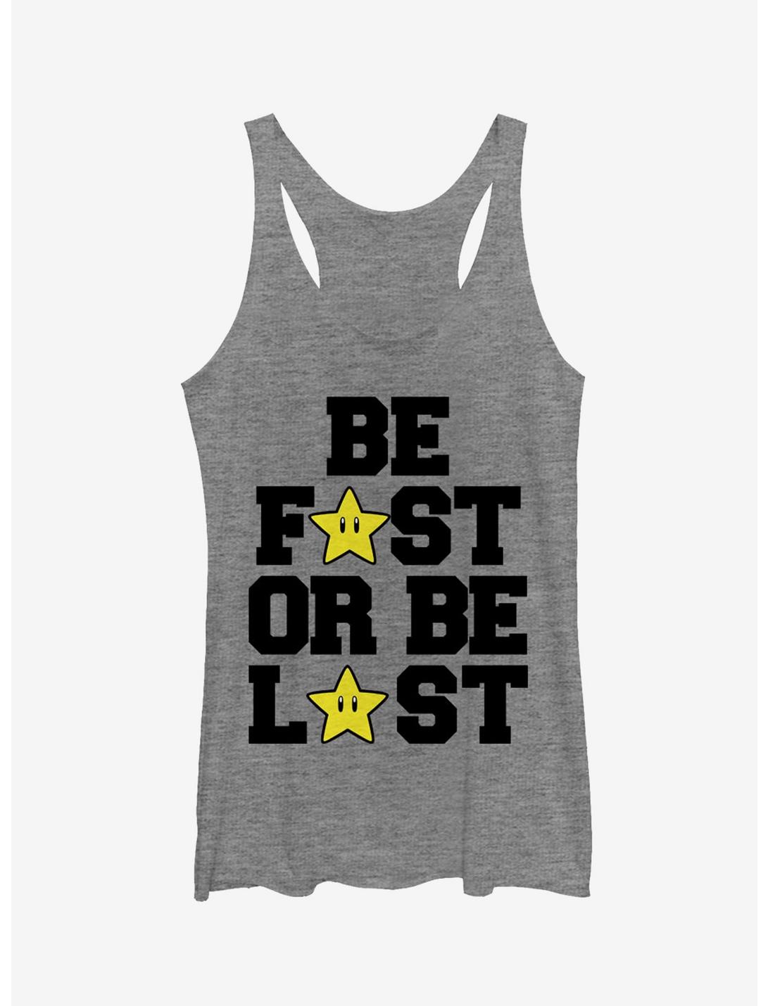 Super Mario Be Fast Or Be Last Girls Tank, GRAY HTR, hi-res