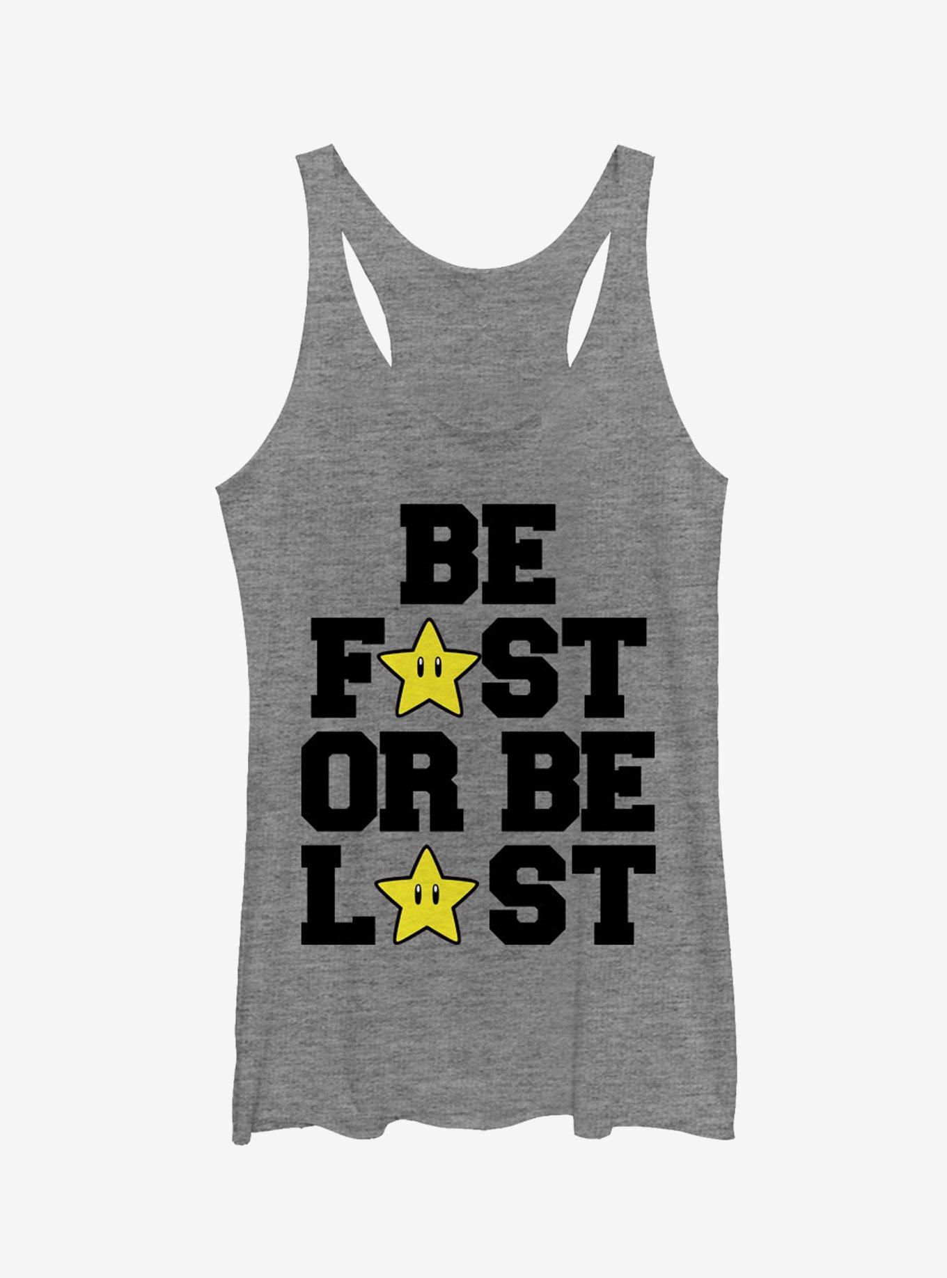 Super Mario Be Fast Or Be Last Girls Tank, GRAY HTR, hi-res