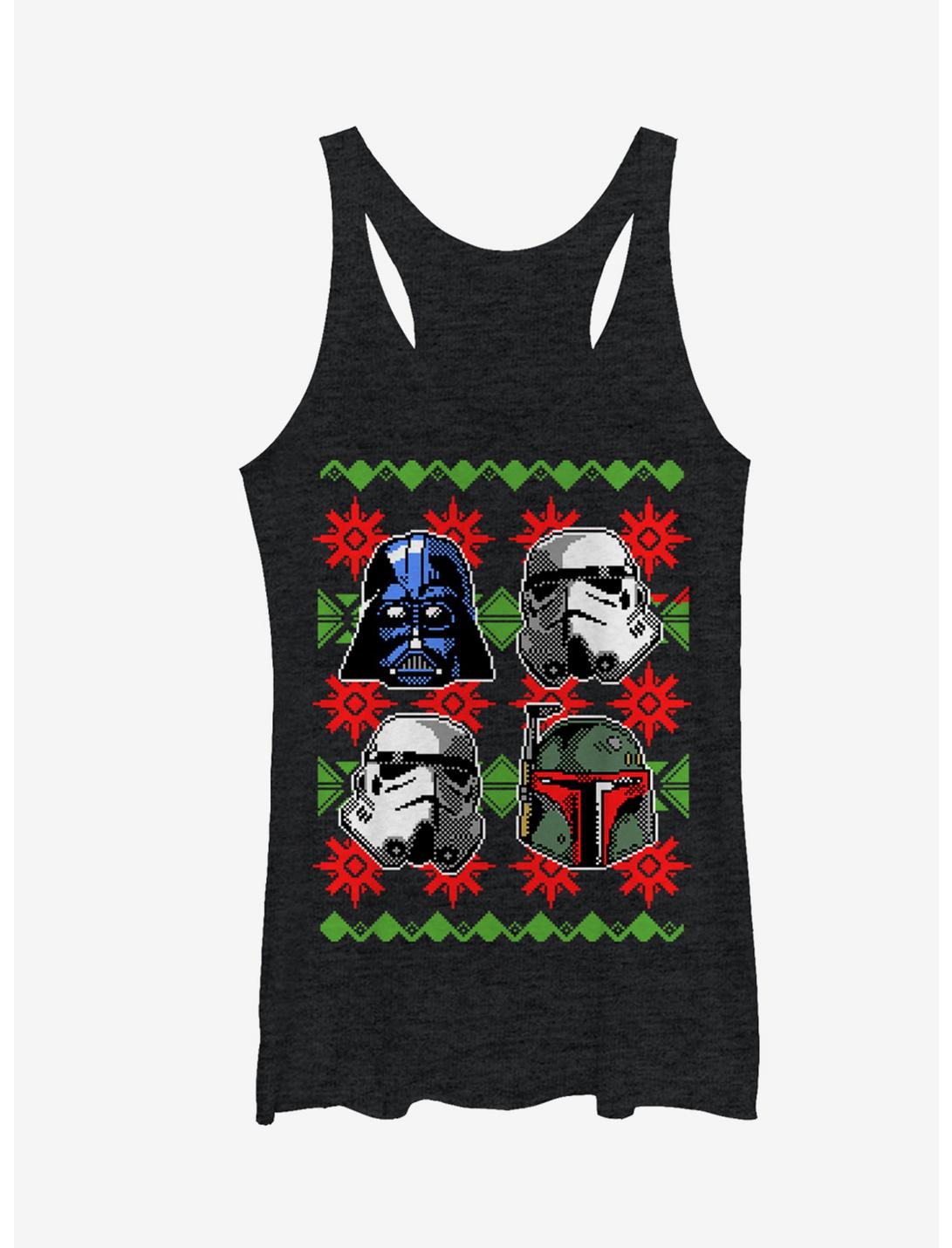 Star Wars Ugly Christmas Sweater Empire Helmets Girls Tanks, BLK HTR, hi-res
