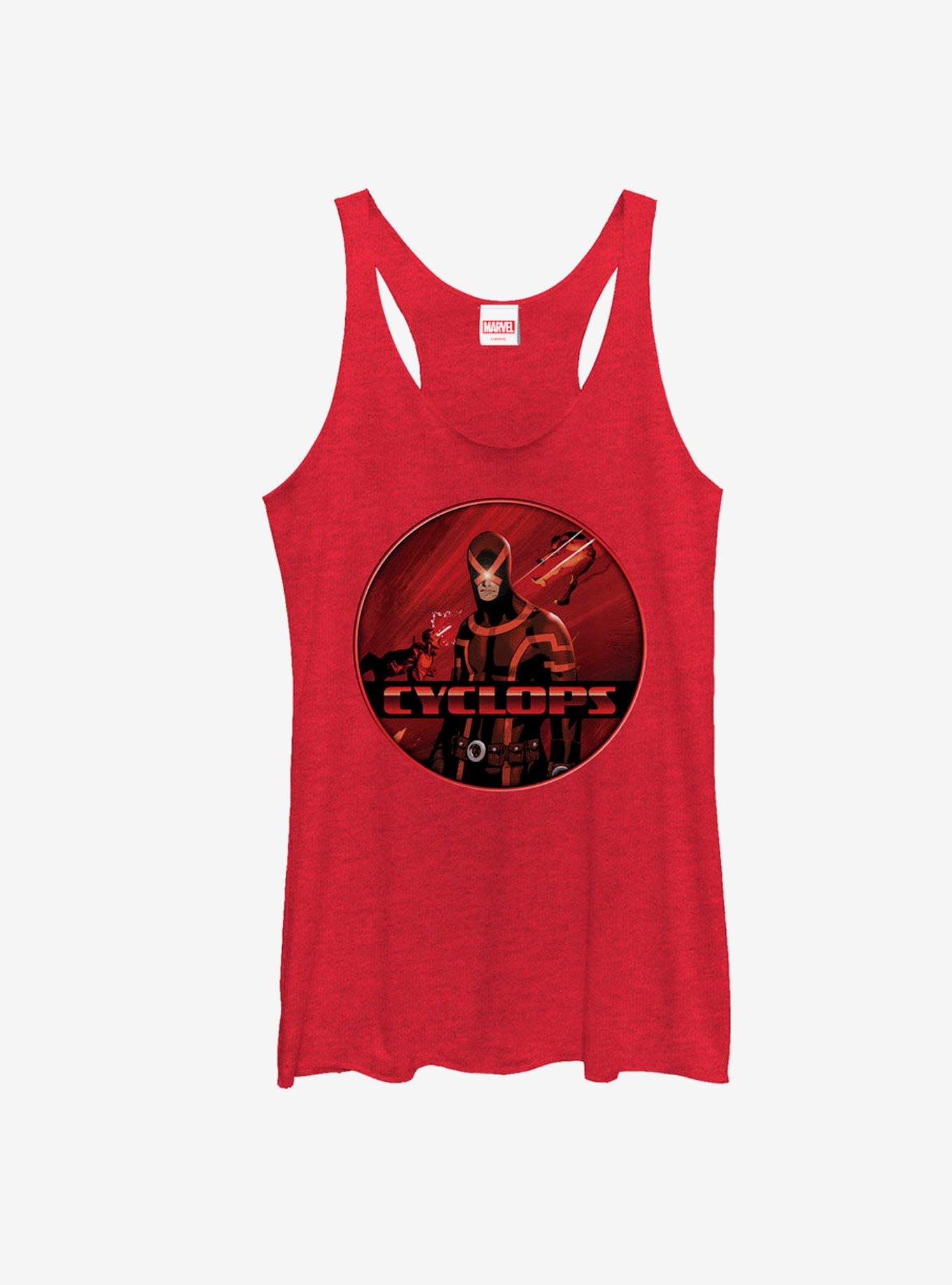 Marvel X-Men Cyclops Badge Girls Tanks, RED HTR, hi-res