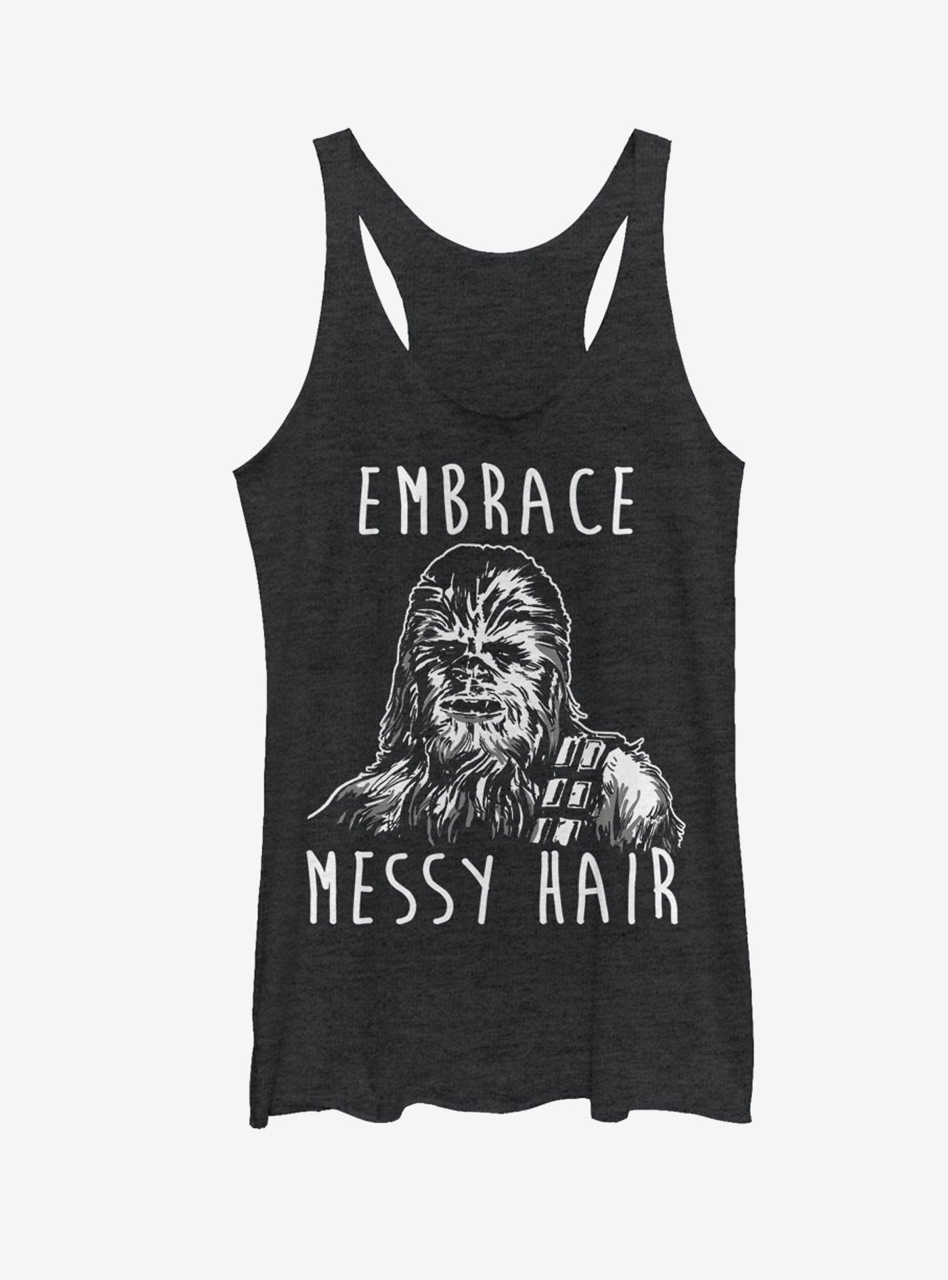 Star Wars Chewbacca Embrace Messy Hair Girls Tanks, BLK HTR, hi-res