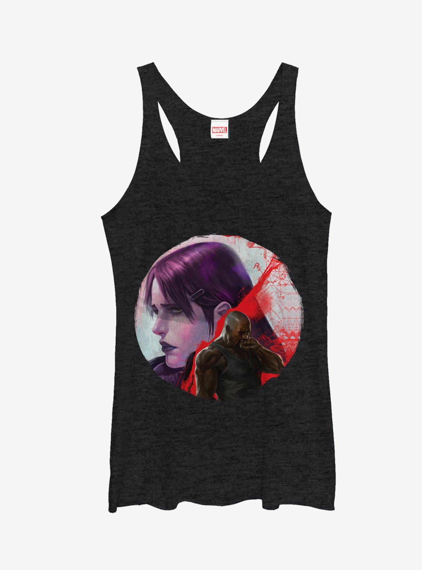 Marvel Jessica Jones and Luke Cage Girls Tanks, BLK HTR, hi-res