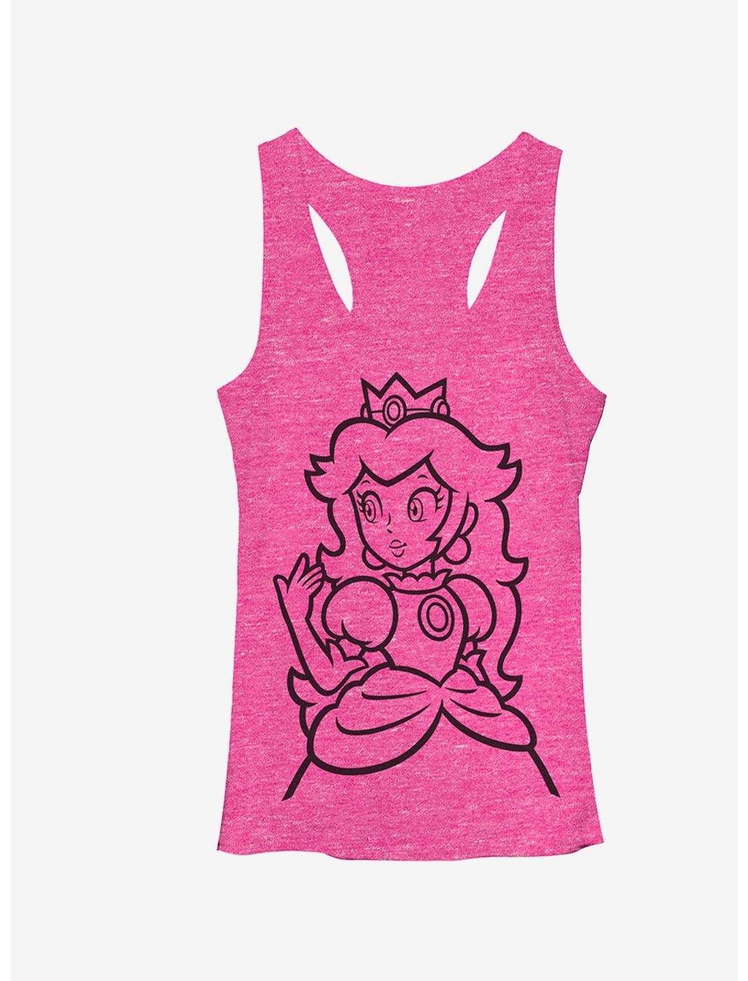Super Mario Princess Peach Outline Tank, PINK HTR, hi-res