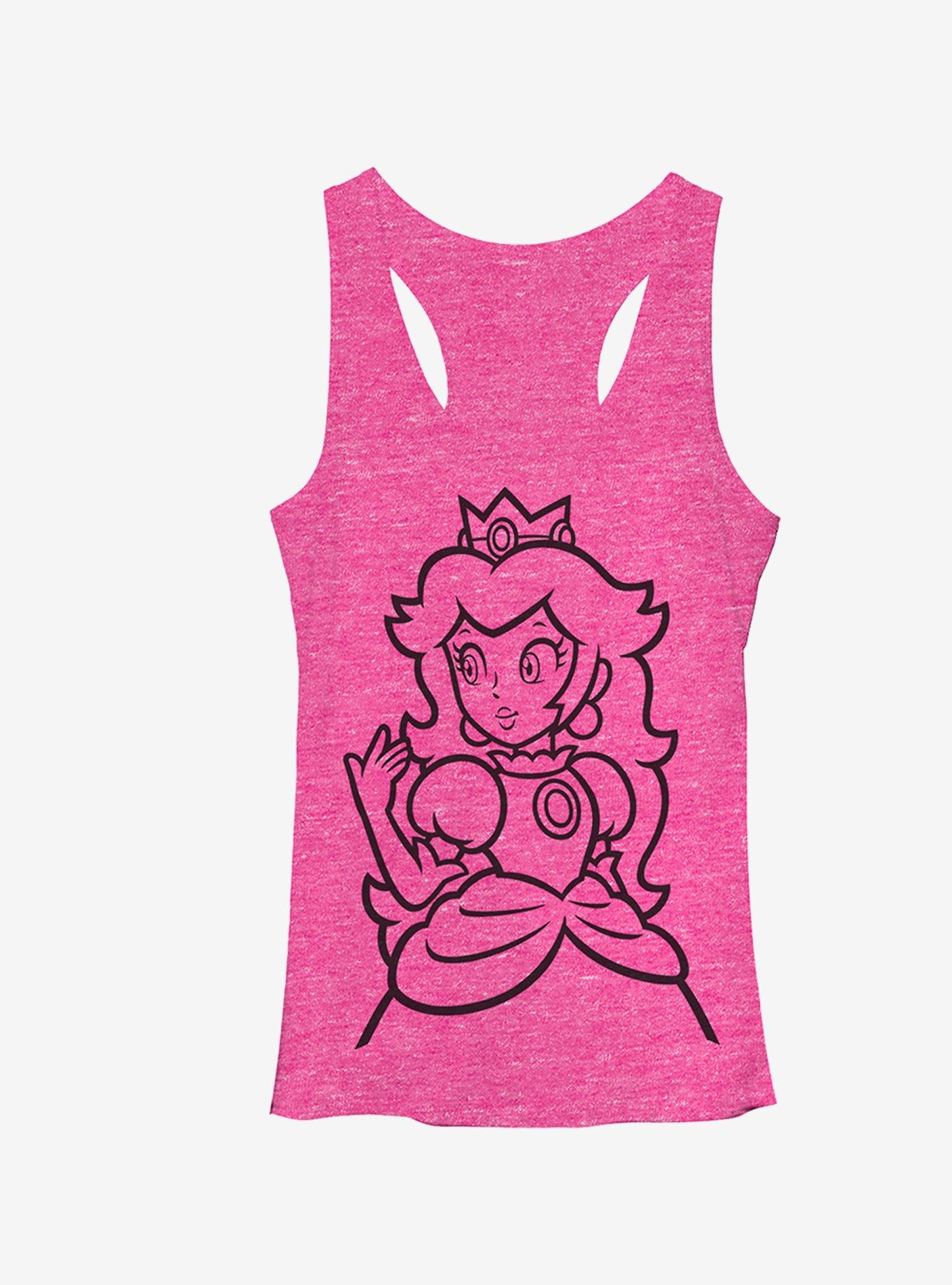 Super Mario Princess Peach Outline Tank, PINK HTR, hi-res