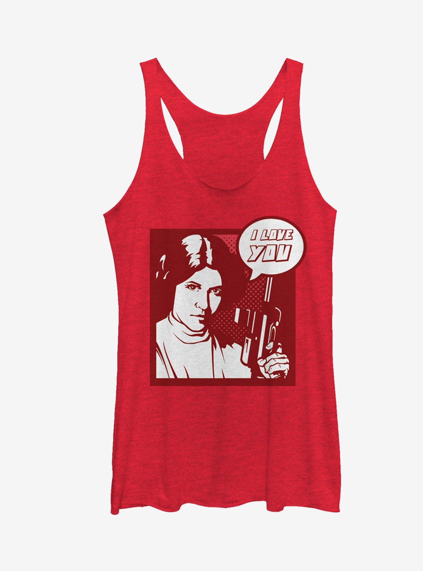 Star Wars Pop Art Princess Leia I Love You Girls Tanks, , hi-res
