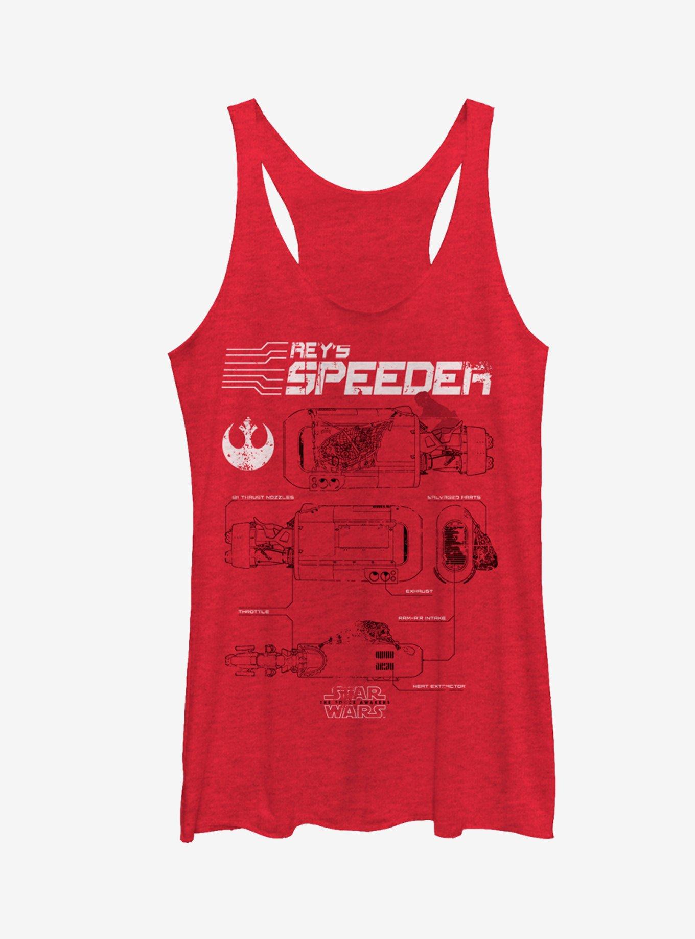 Star Wars Rey's Speeder Schematics Girls Tanks, RED HTR, hi-res