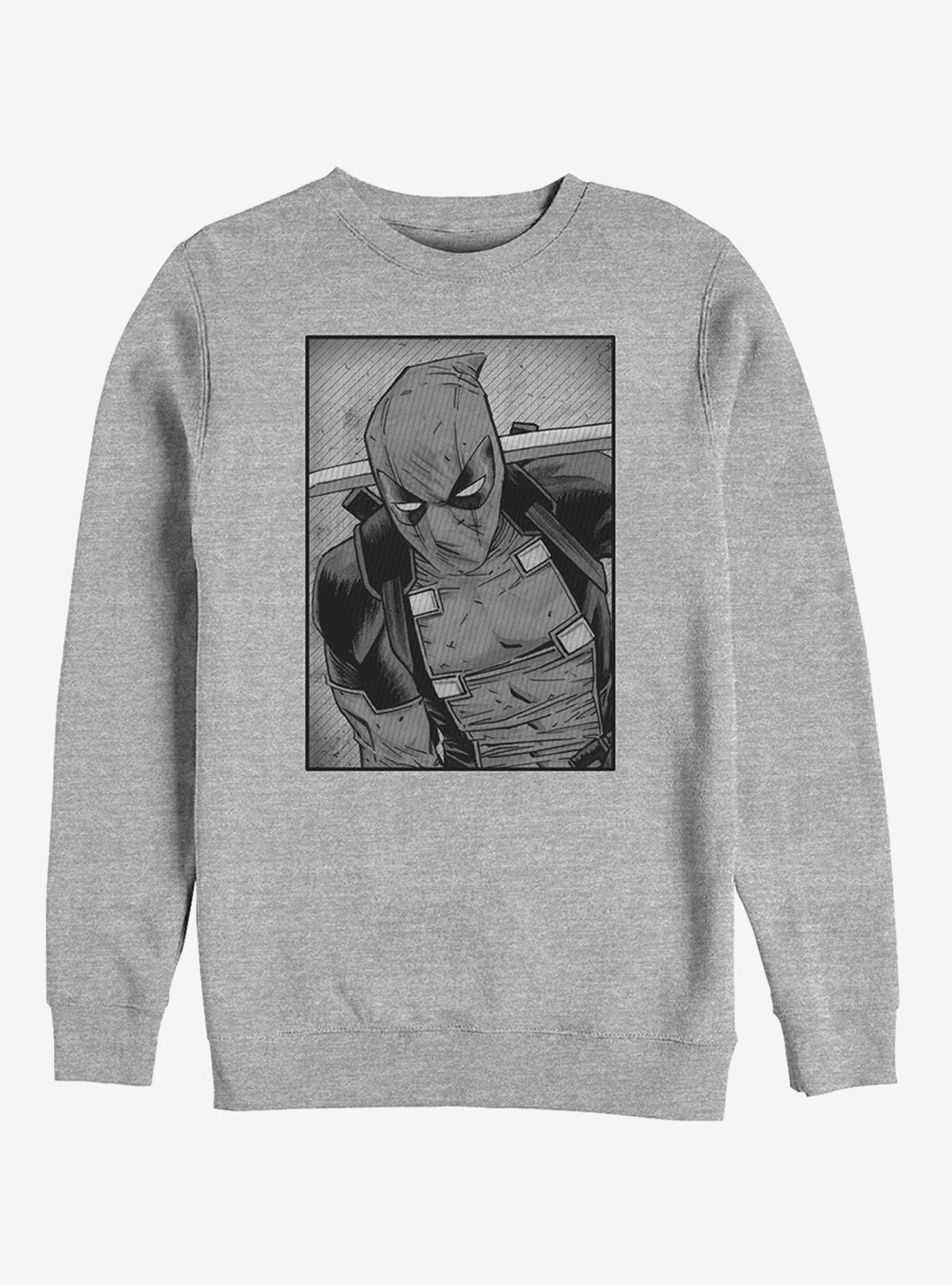 Marvel Deadpool Classic Grayscale Girls Sweatshirt, ATH HTR, hi-res