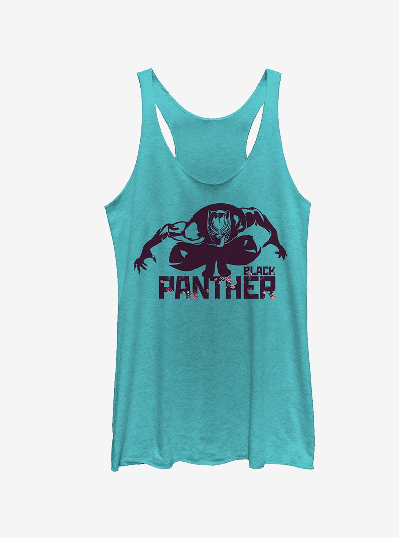 Marvel Black Panther Floral Text Girls Tanks, TAHI BLUE, hi-res