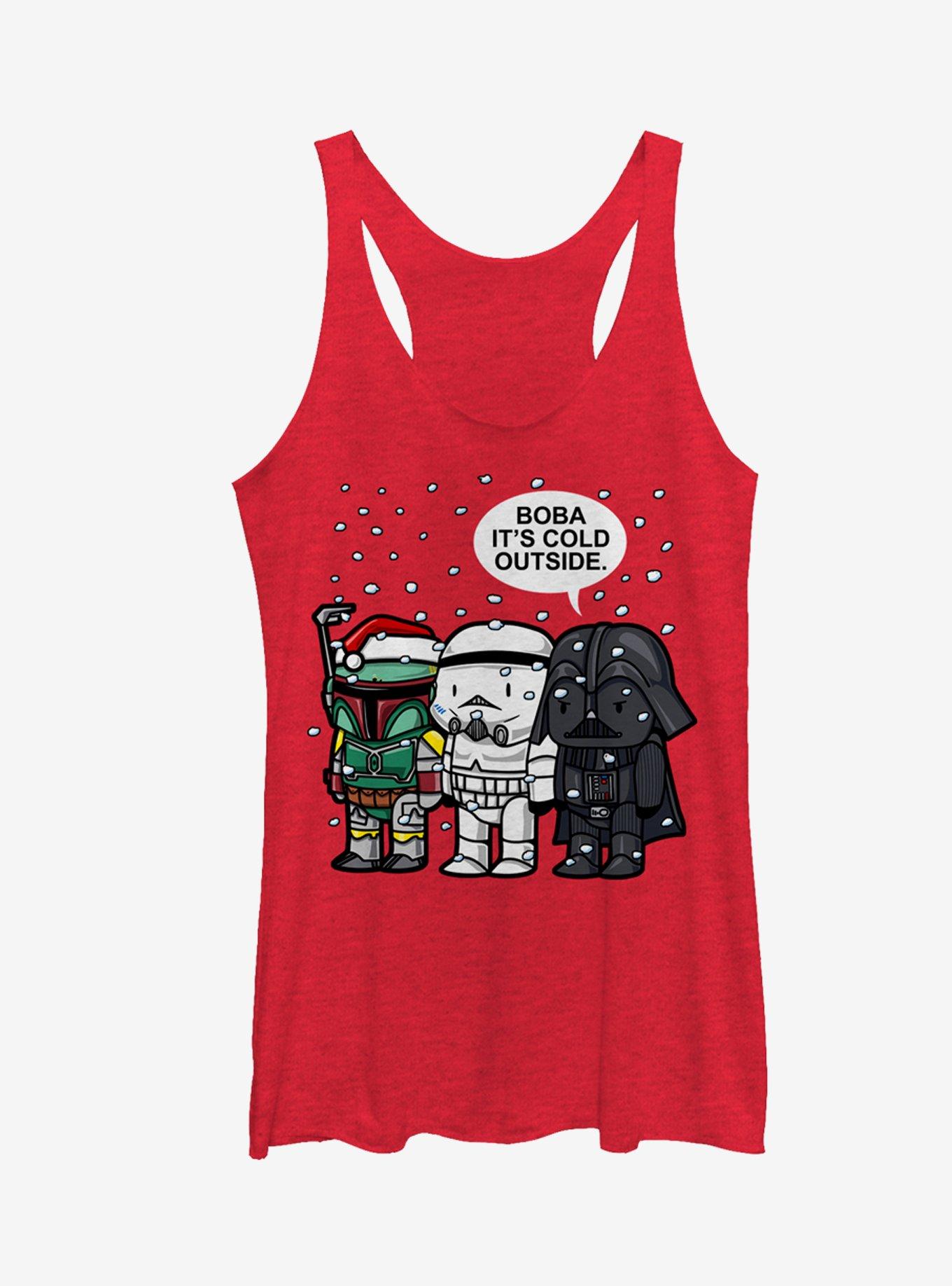 Star Wars Christmas Boba It's Cold Outside Girls Tanks, RED HTR, hi-res