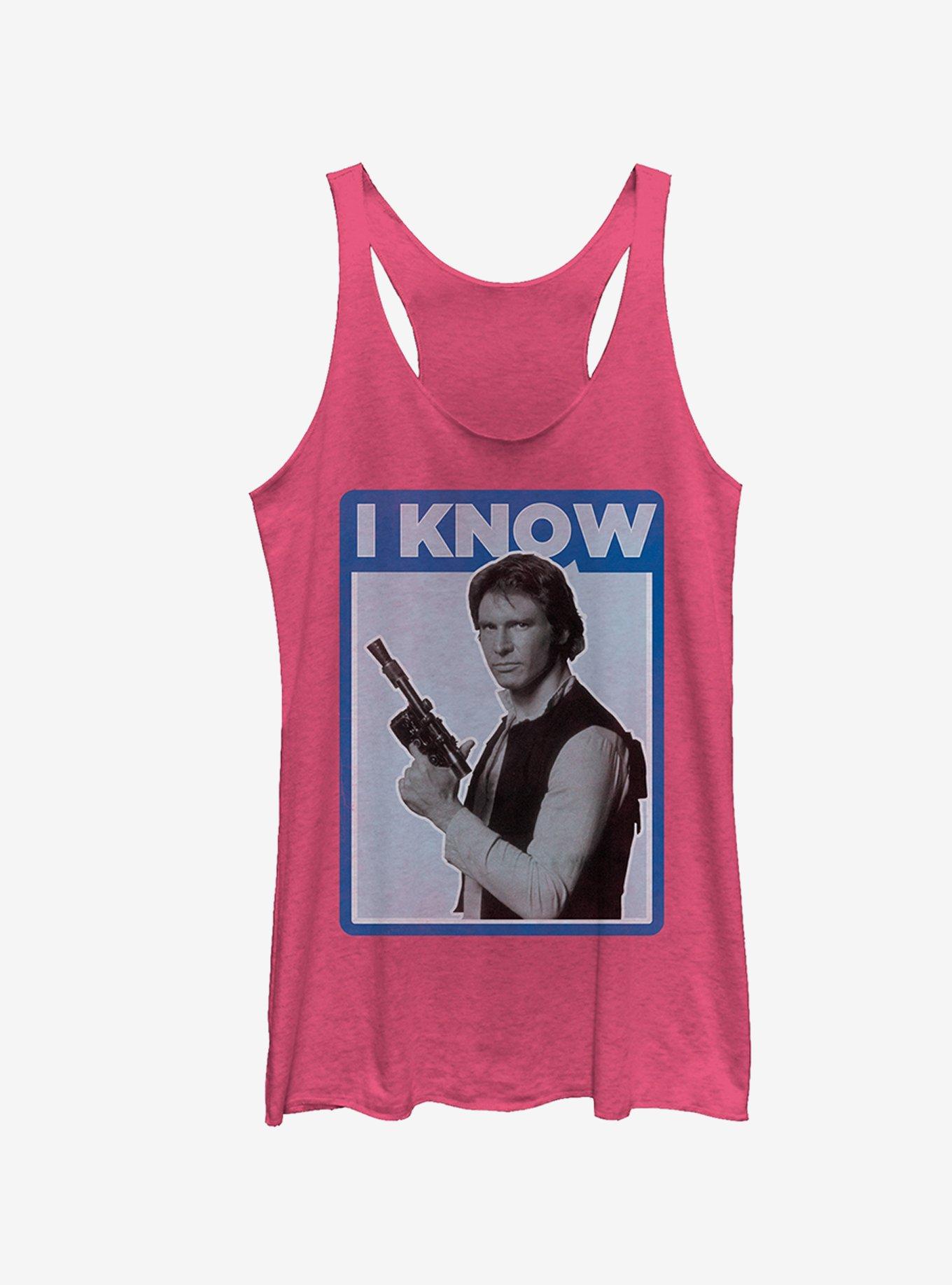 Star Wars Han Solo Quote I Know Girls Tanks, PINK HTR, hi-res