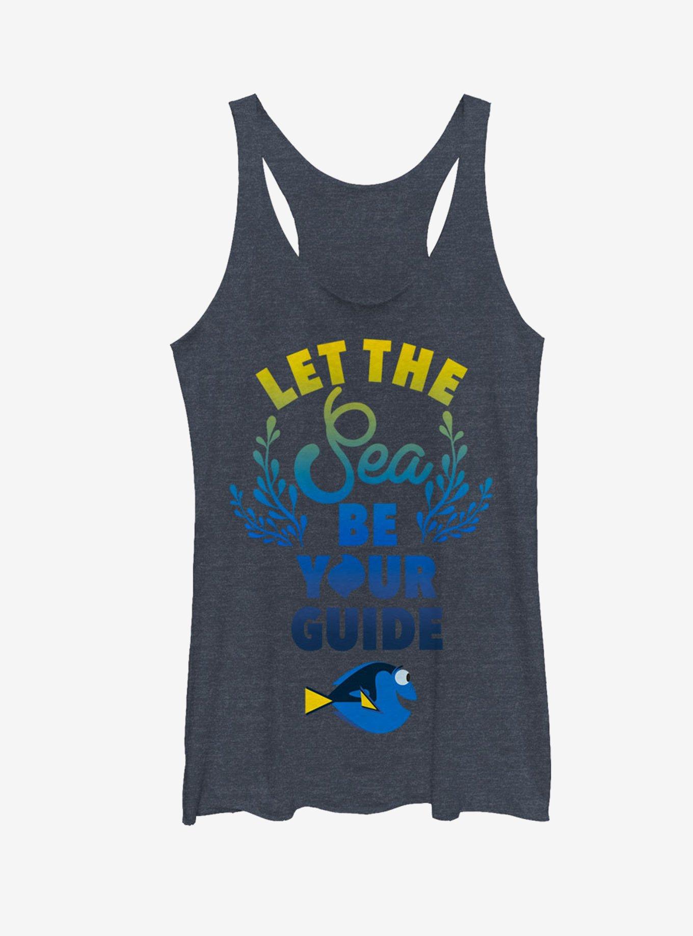 Disney Pixar Finding Dory Let the Sea be Your Guide Girls Tank, NAVY HTR, hi-res