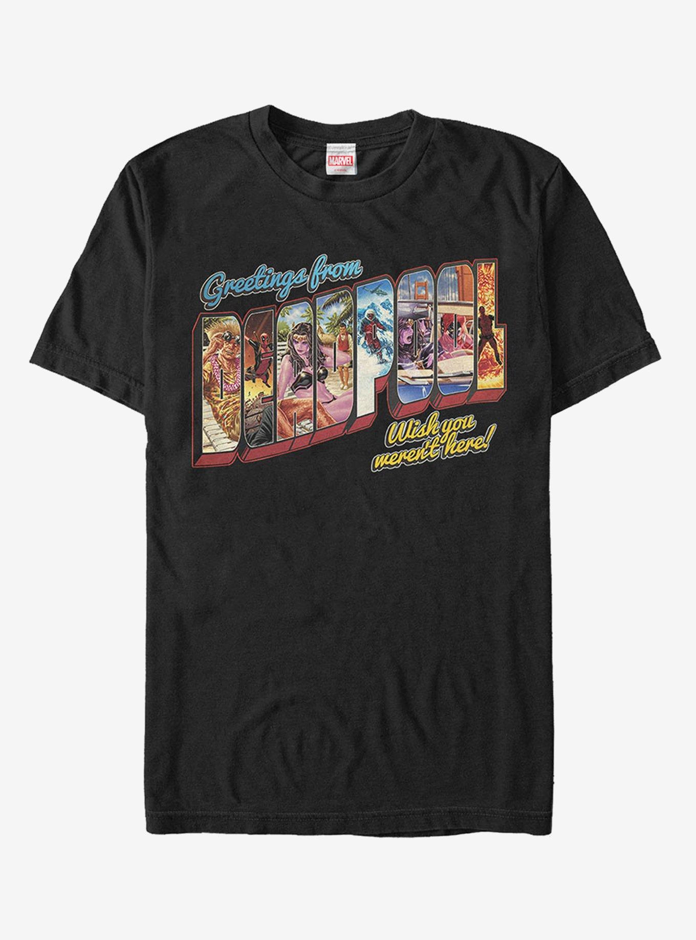 Marvel Deadpool Greetings From Vacation T-Shirt, BLACK, hi-res