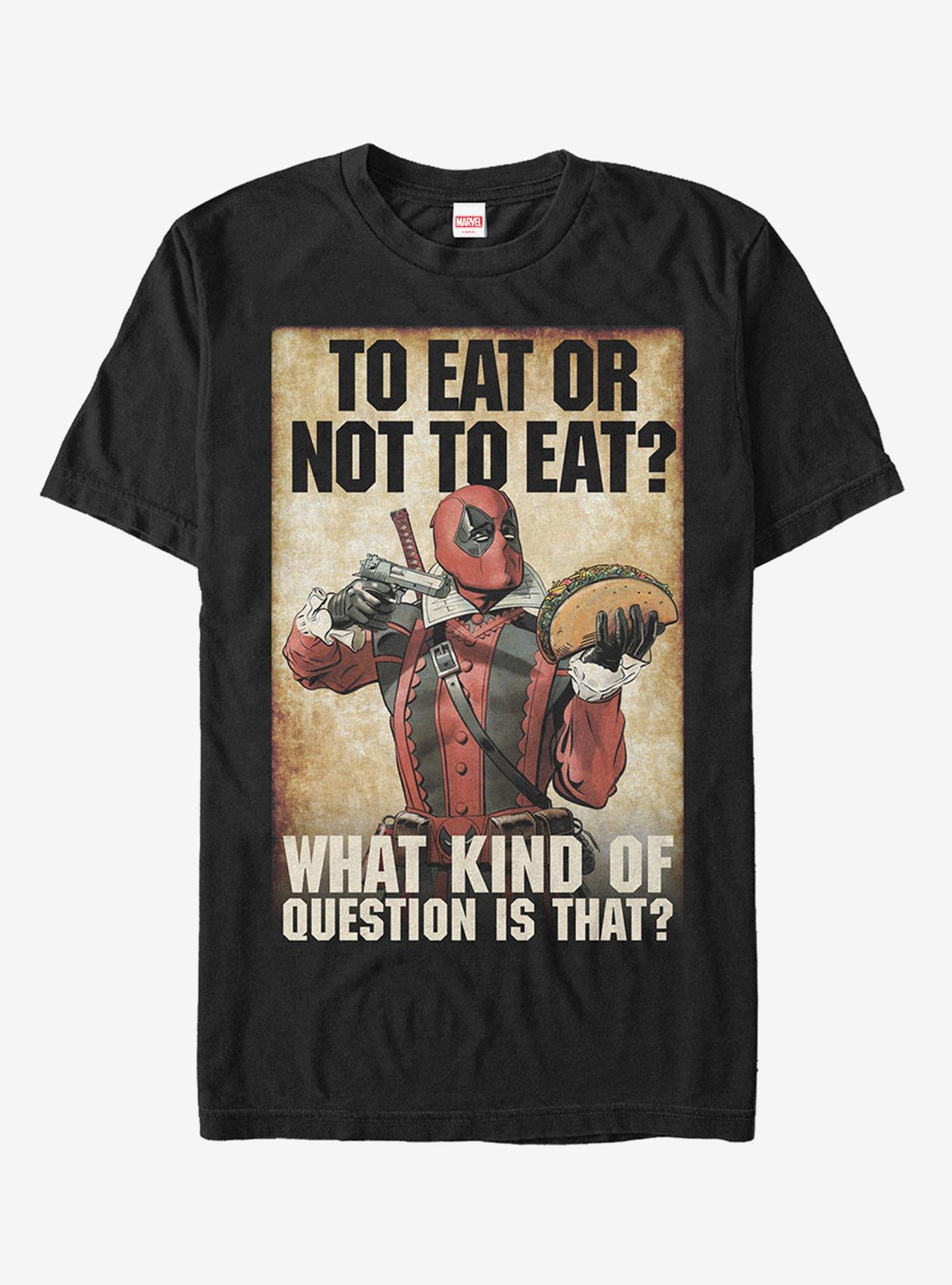 Marvel Deadpool To Eat Or Not To Eat T-Shirt, BLACK, hi-res